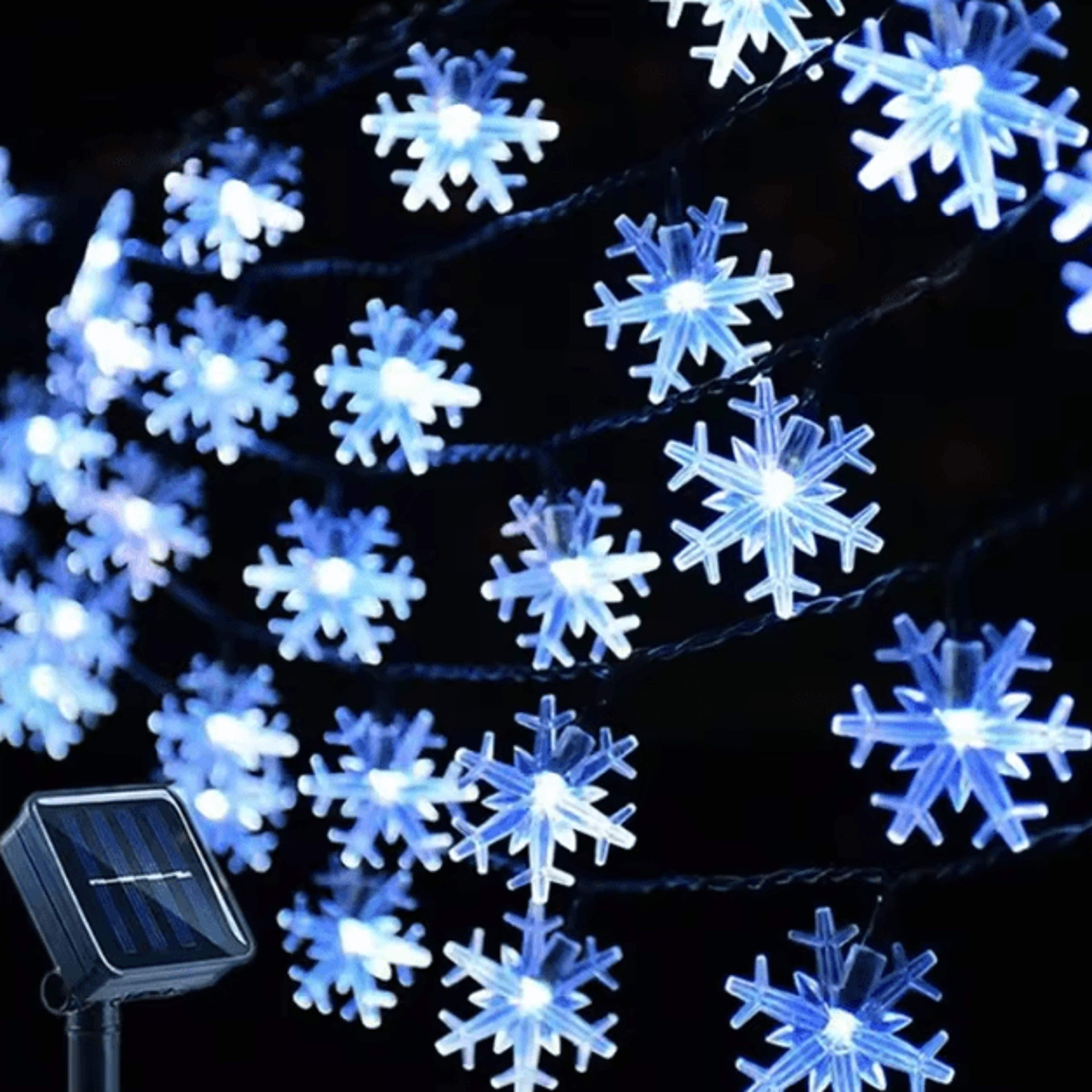 outdoor snowflake solar light string 5m 7m 12m garland lights for garden christmas wedding party decoration