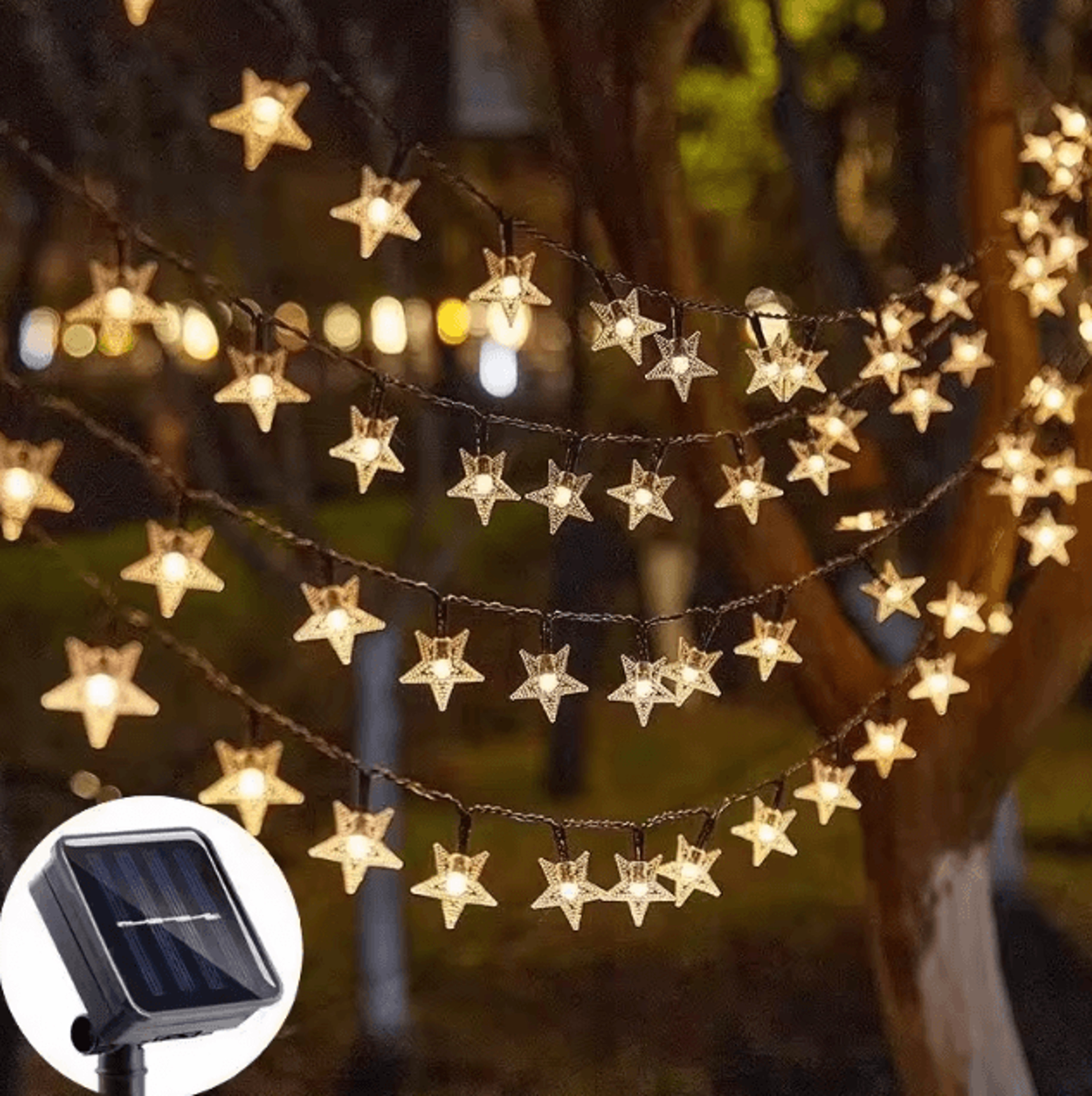 solar star outdoor string lights – weatherproof solar fairy lights for garden & party decor