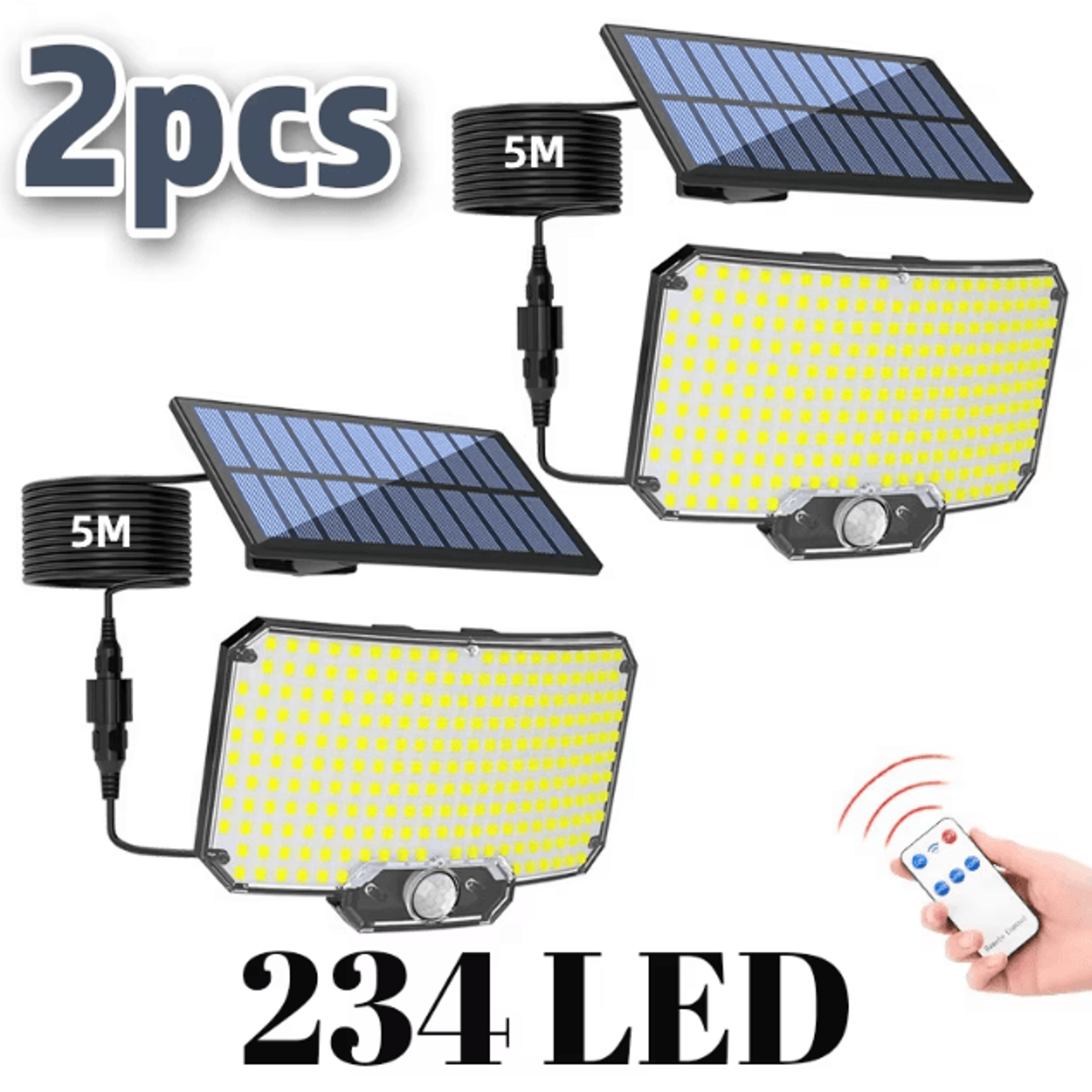 solar 234 led outdoor motion sensor flood light – super bright remote-controlled wall security lamp