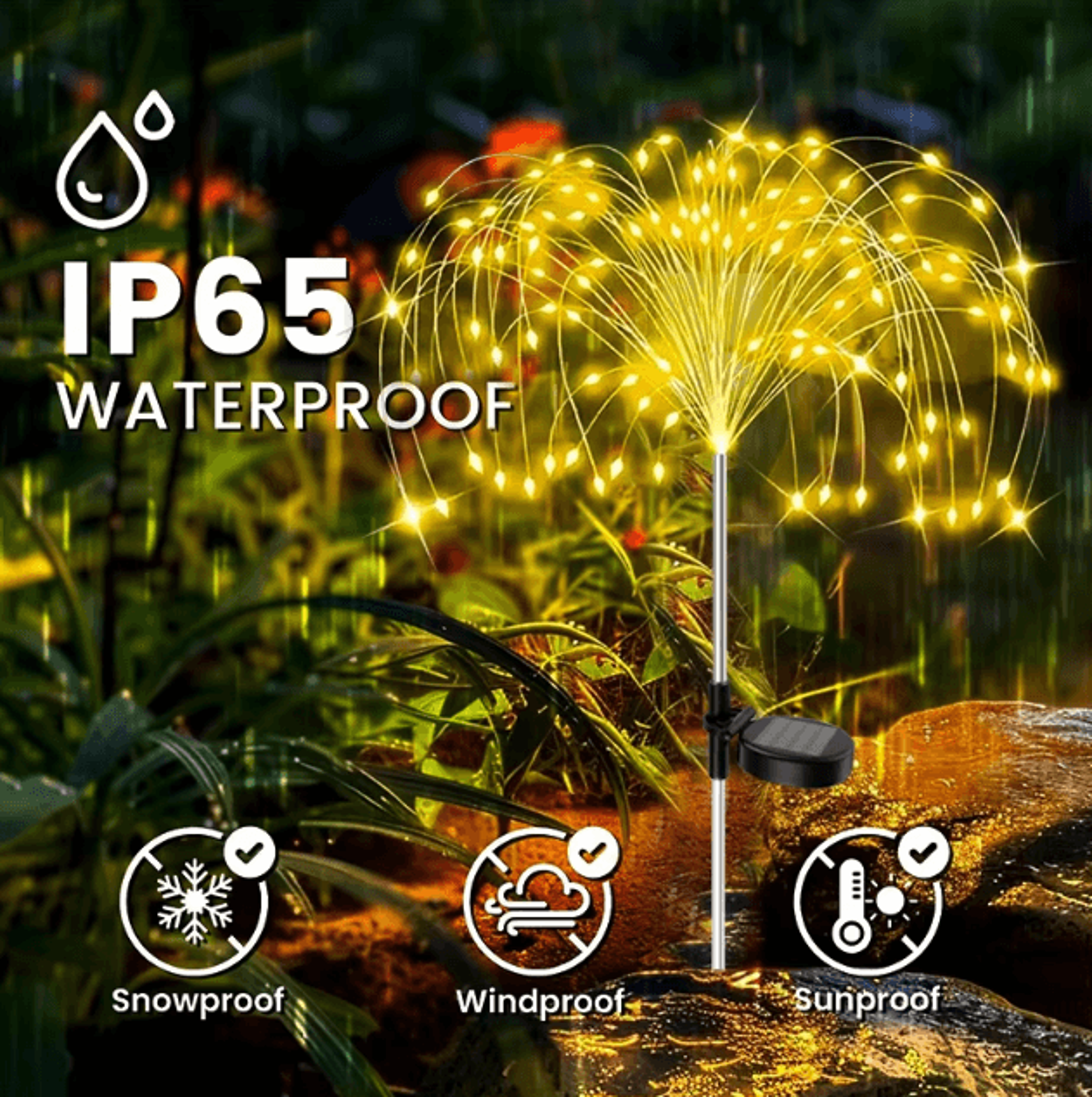 solar flower fairy lights outdoor – waterproof garden & patio firework decor