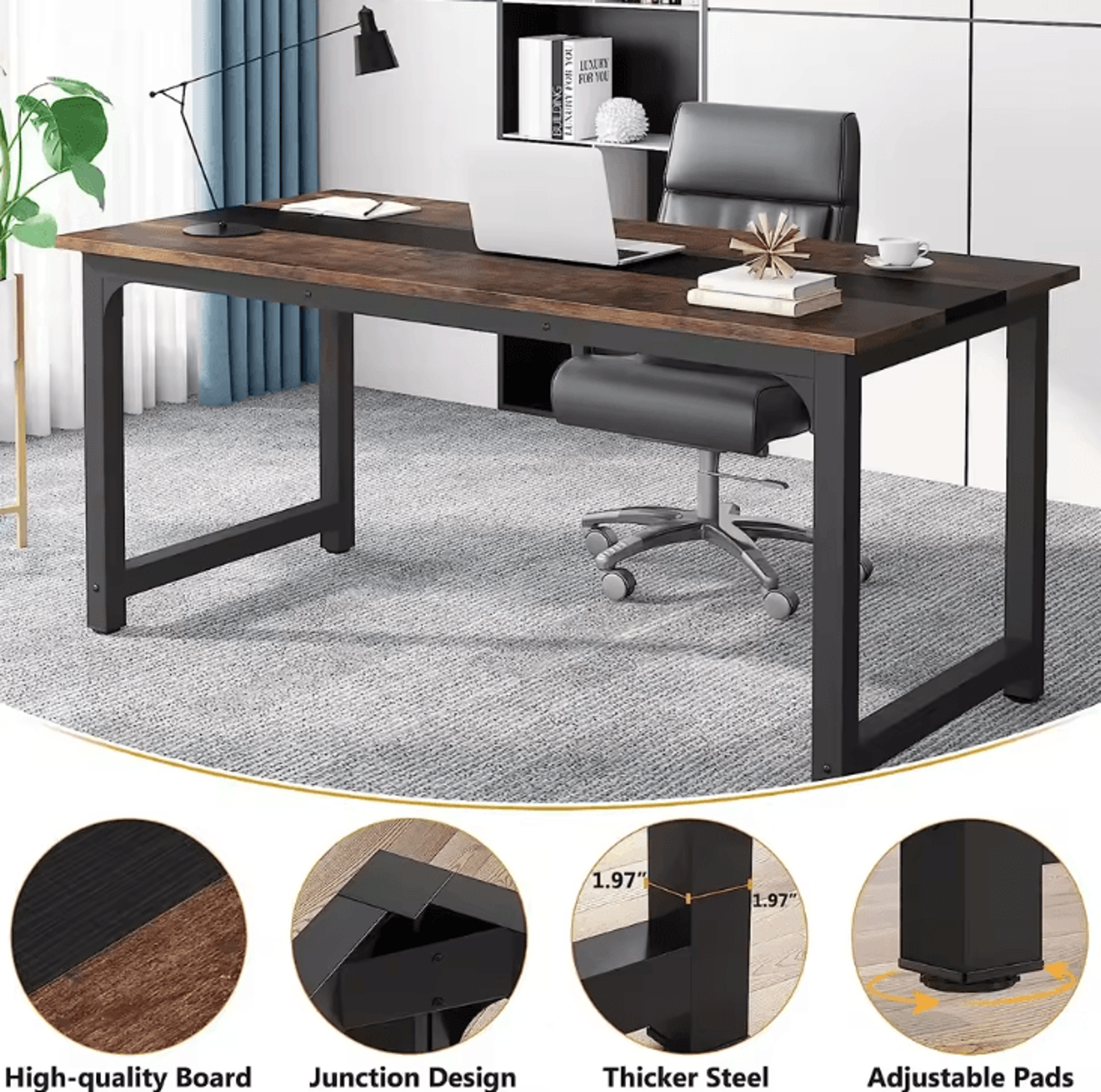 tribesigns modern large computer desk – home office workstation table