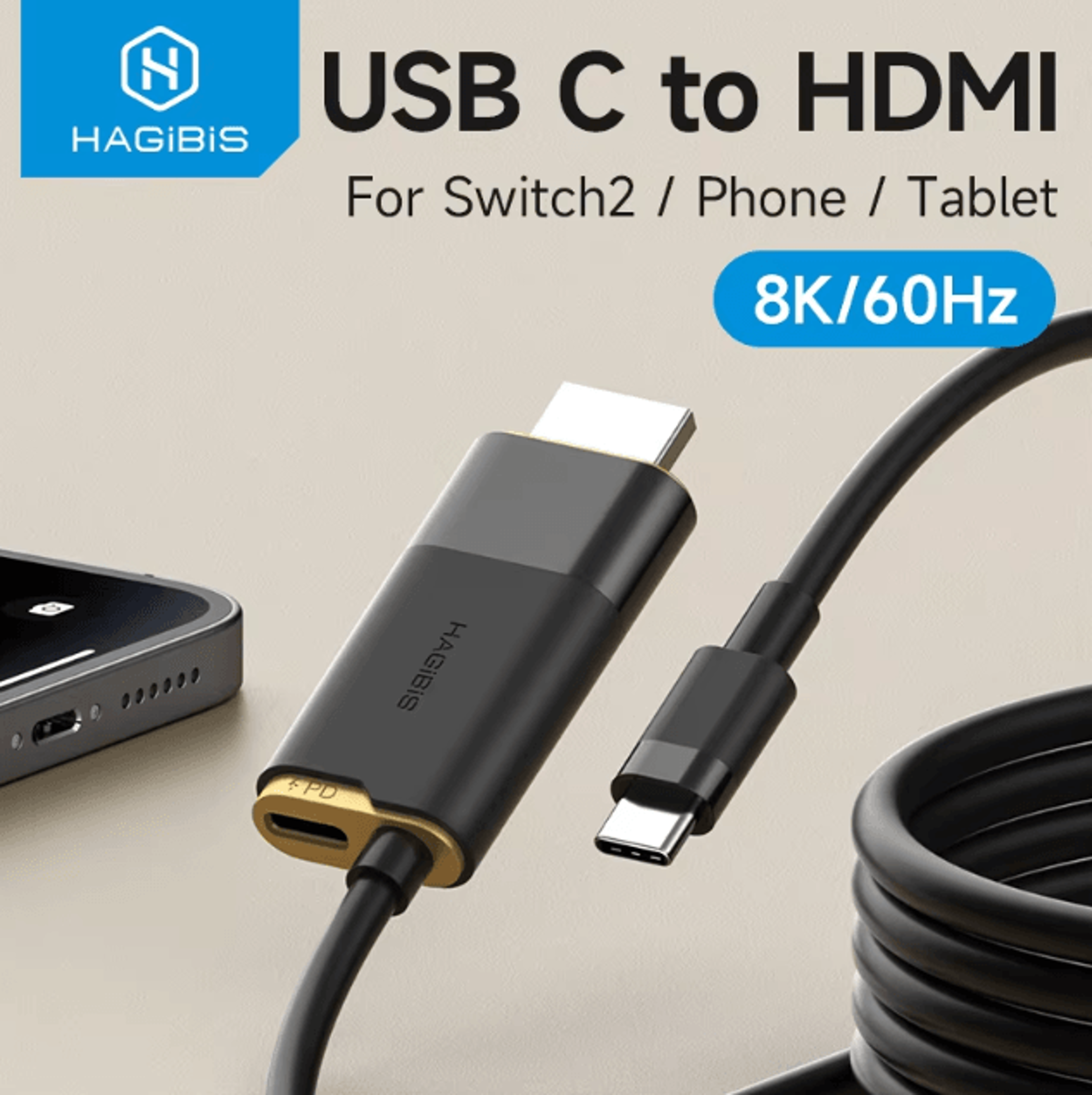 hagibis usb c to hdmi adapter for switch laptop tablet rog steamdeck
