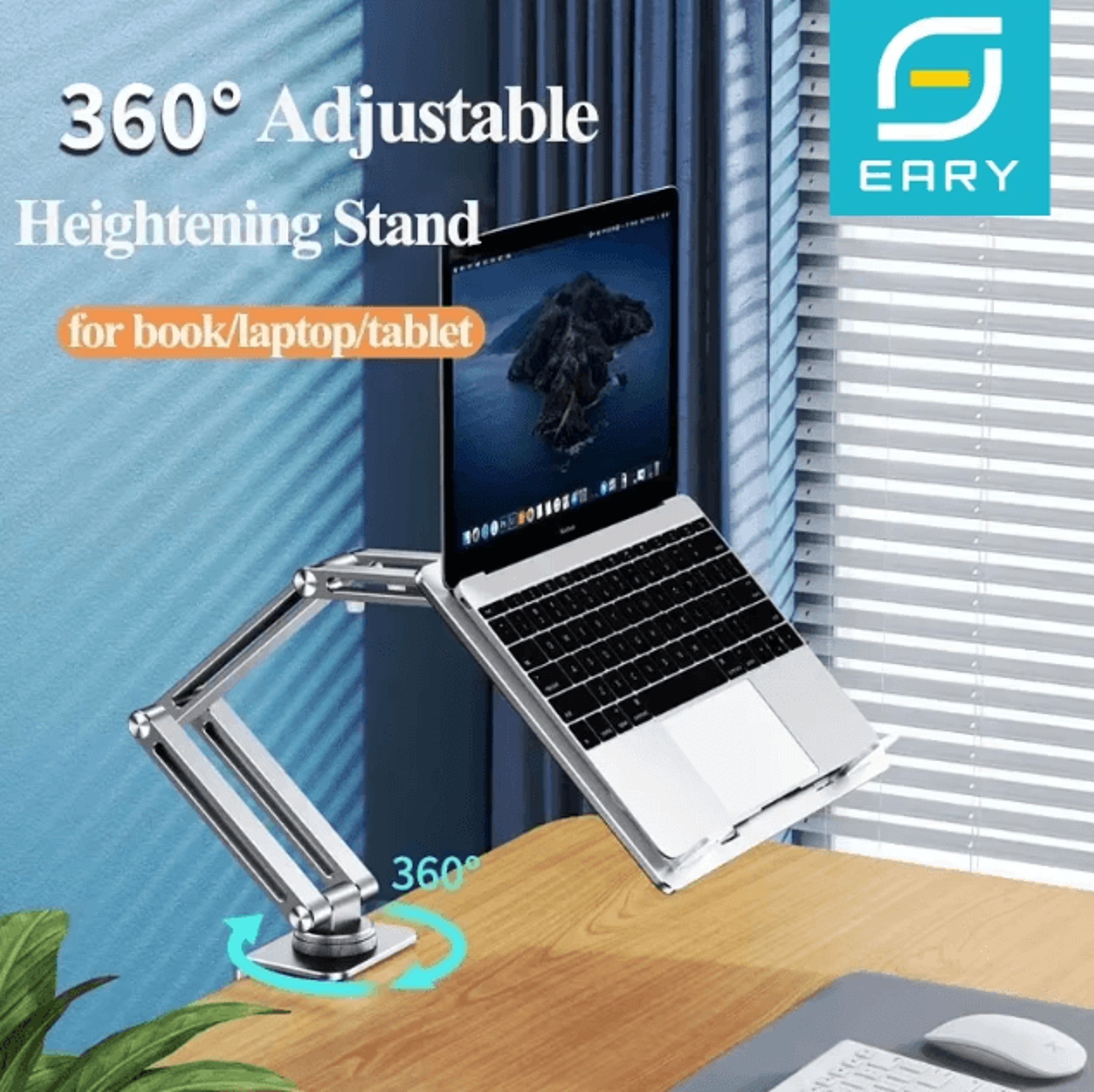 eary 360 degree rotating adjustable laptop mount for desk arm mount holder