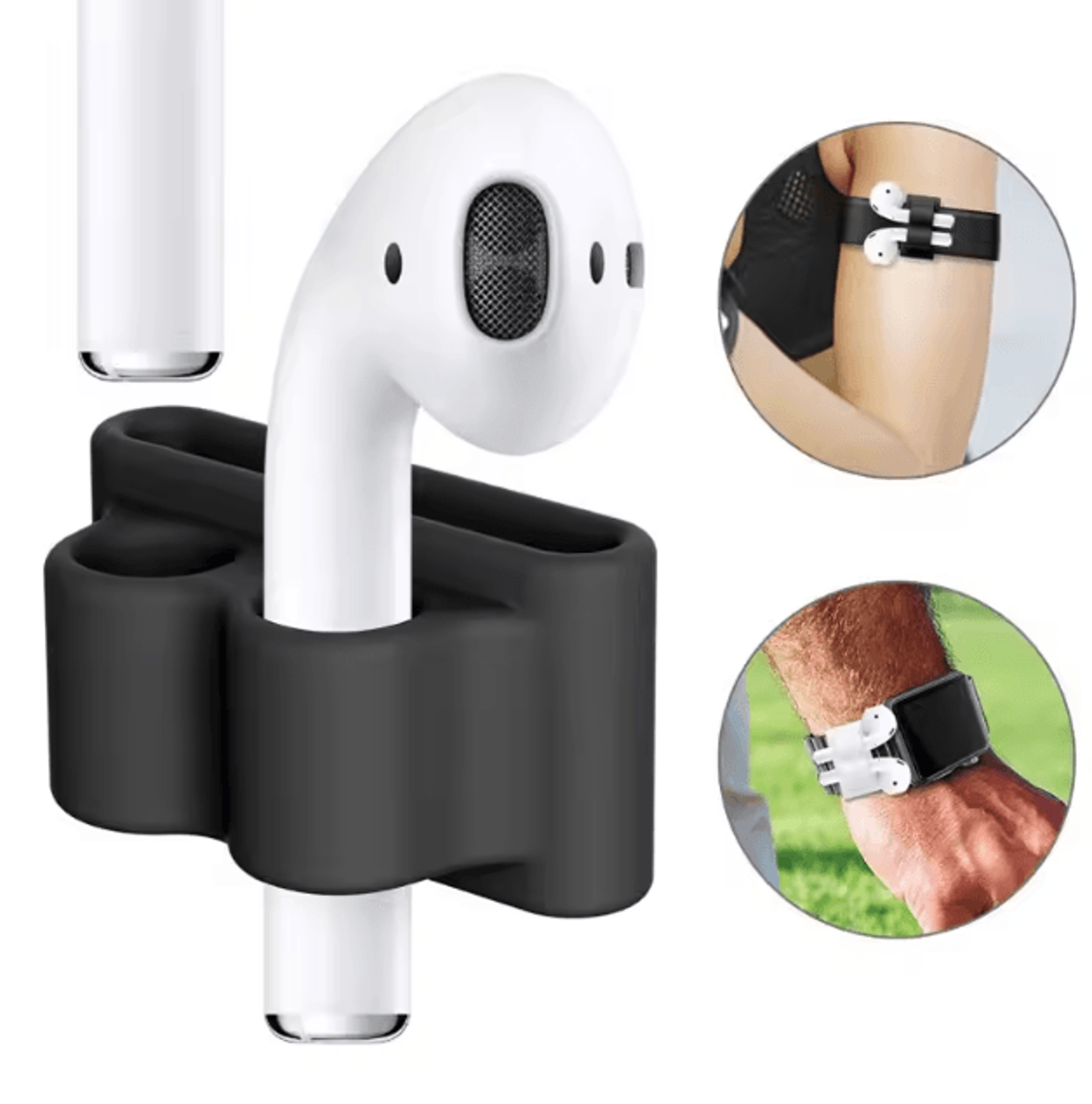 silicone airpods holder clip with anti-lost hook stand compatible with apple watch and wireless earphones