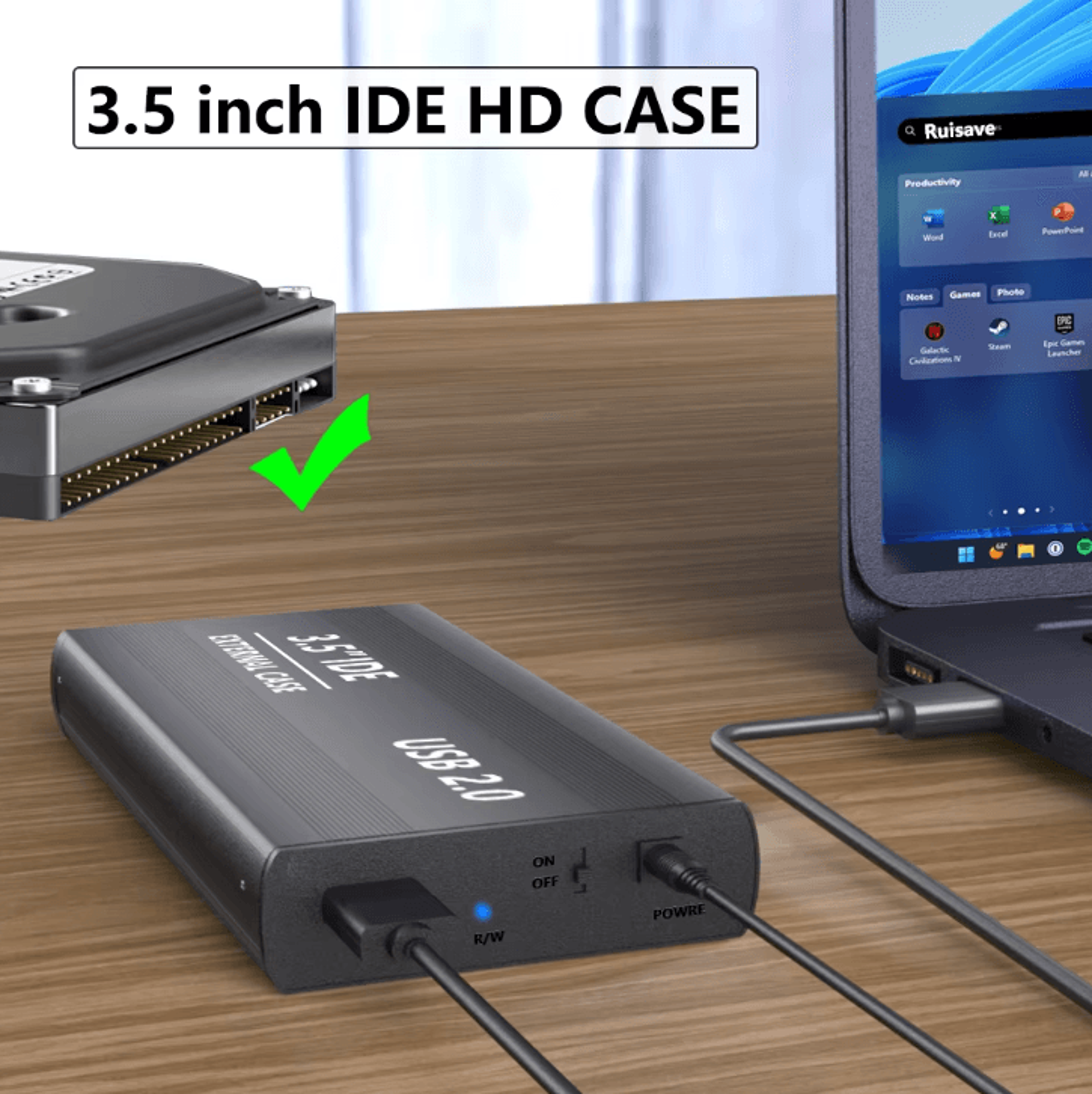 usb2.0 ide to sata hard drive enclosure for 2.5 and 3.5 inch hdd