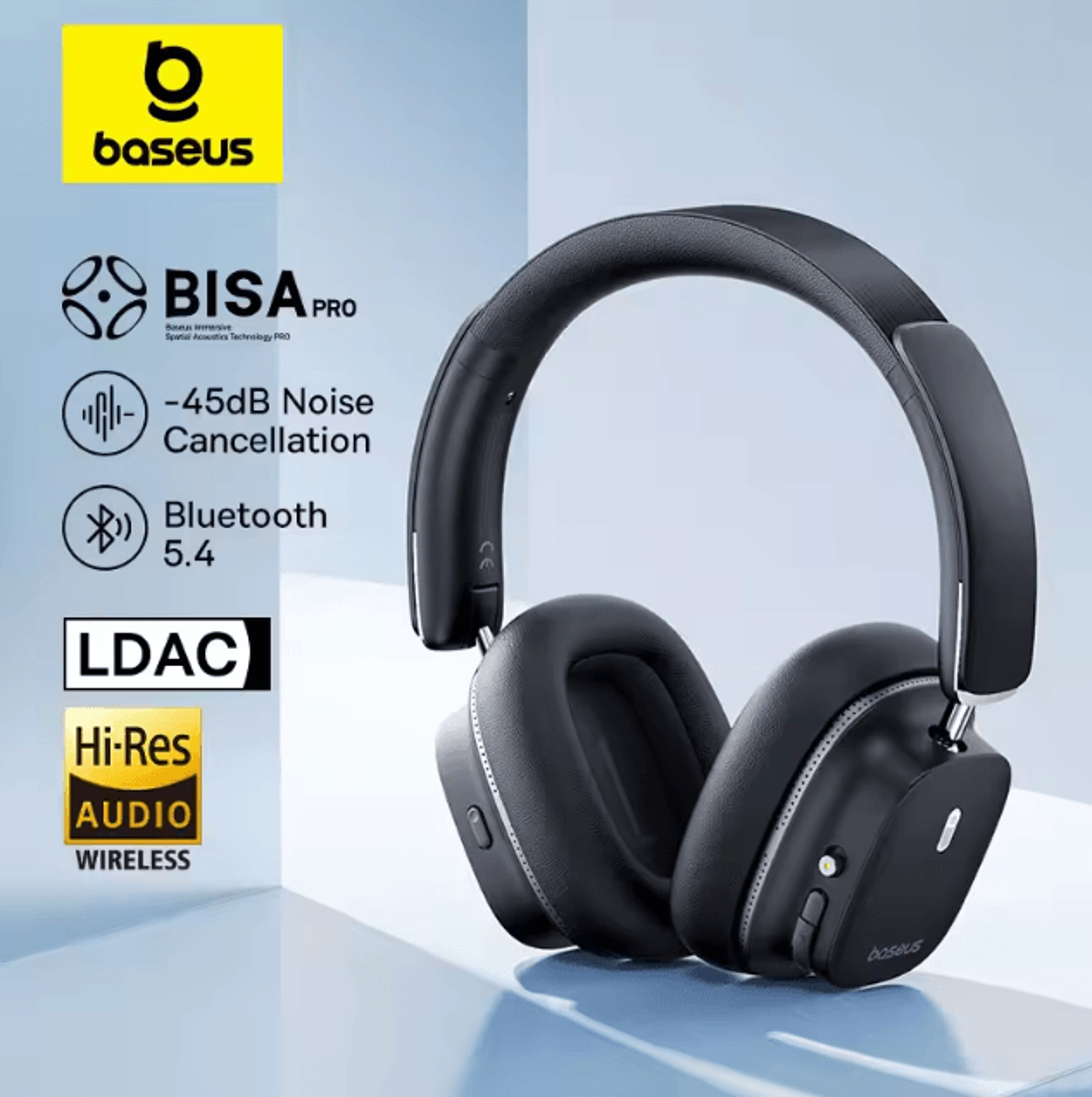 baseus bowie 30 max bluetooth headphones over ear wireless headset with noise cancellation and 3d spatial audio