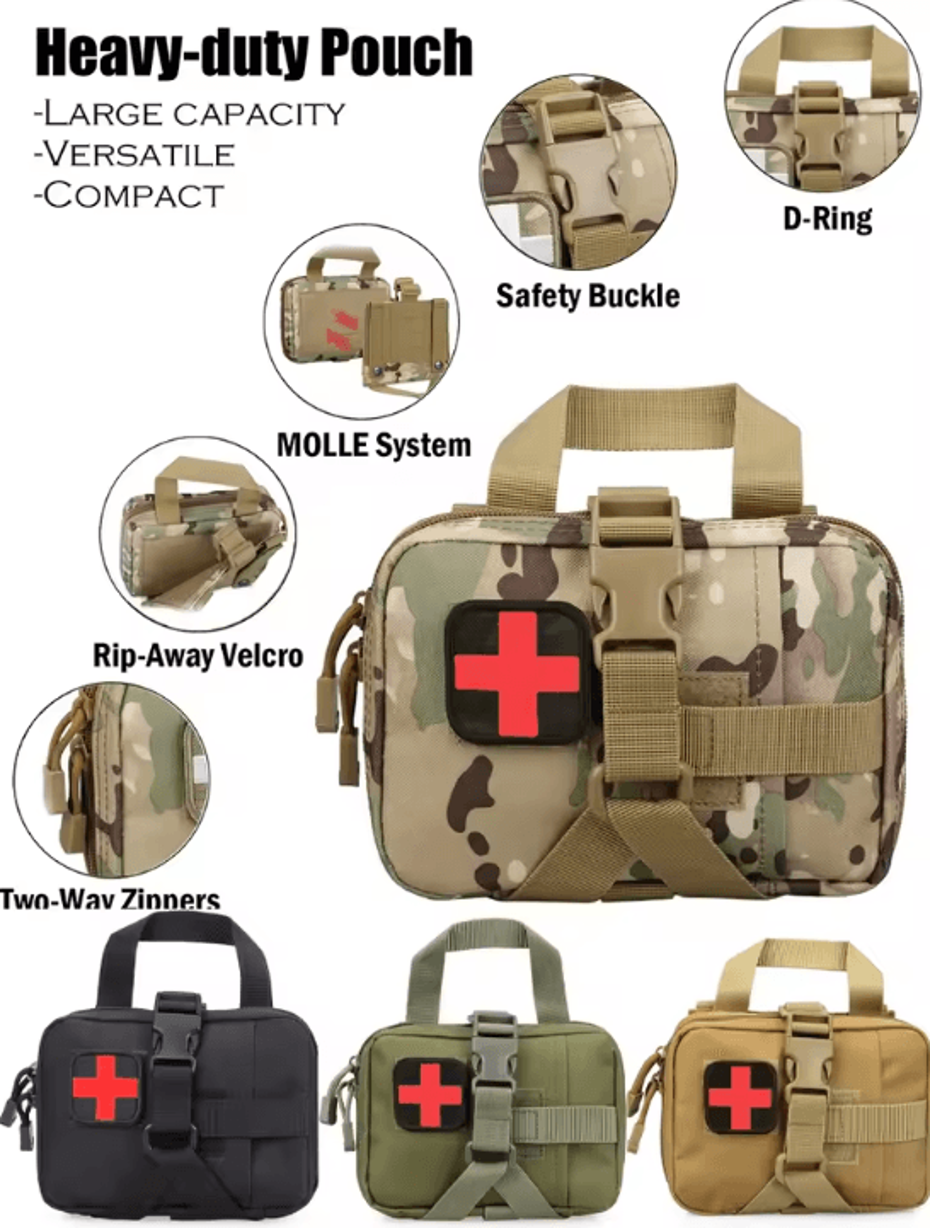 tactical emt ifak pouch – rip-away molle first aid kit for travel, outdoor & survival emergencies