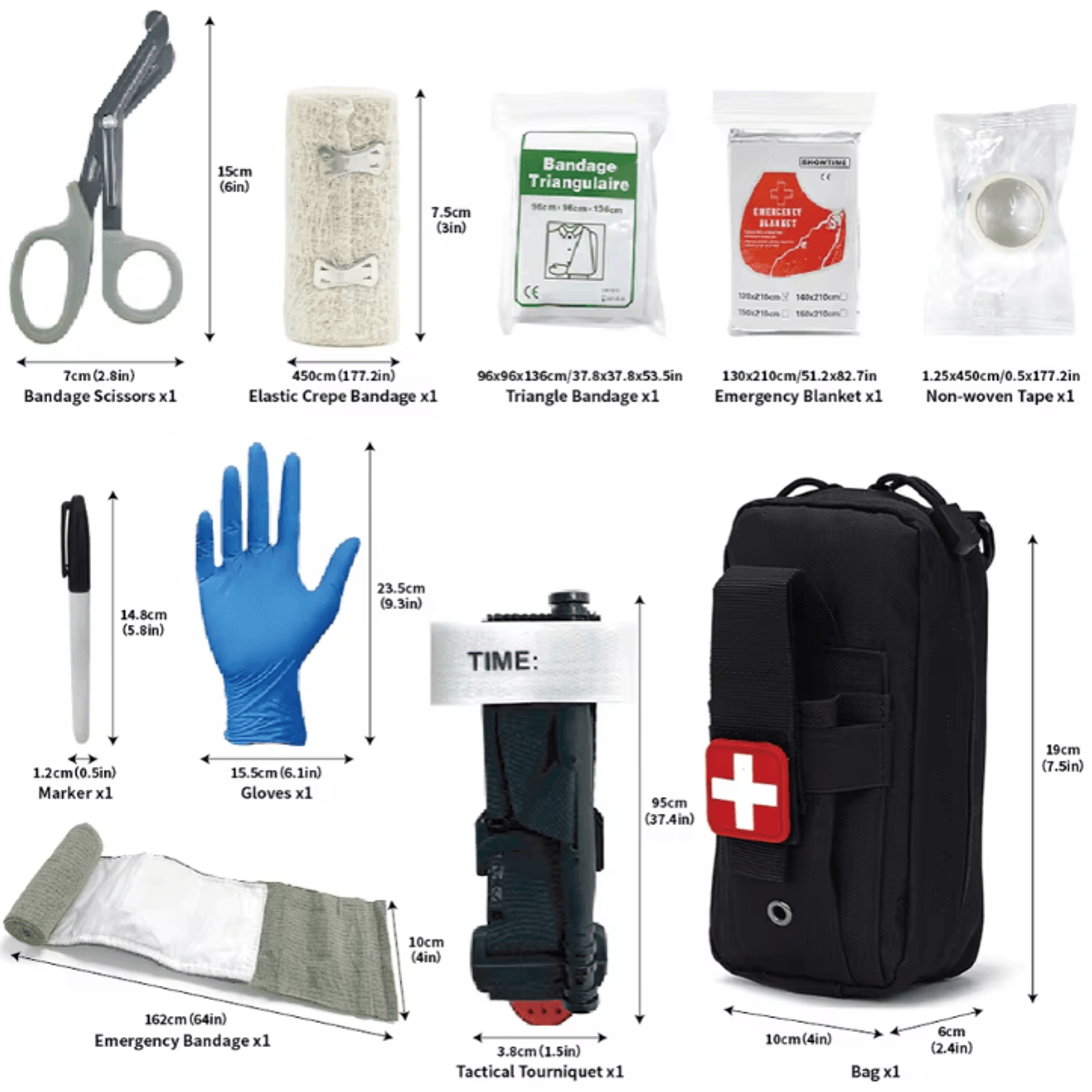 10-piece ifak tactical molle pouch first aid kit – portable survival medical set for outdoor, camping & hiking