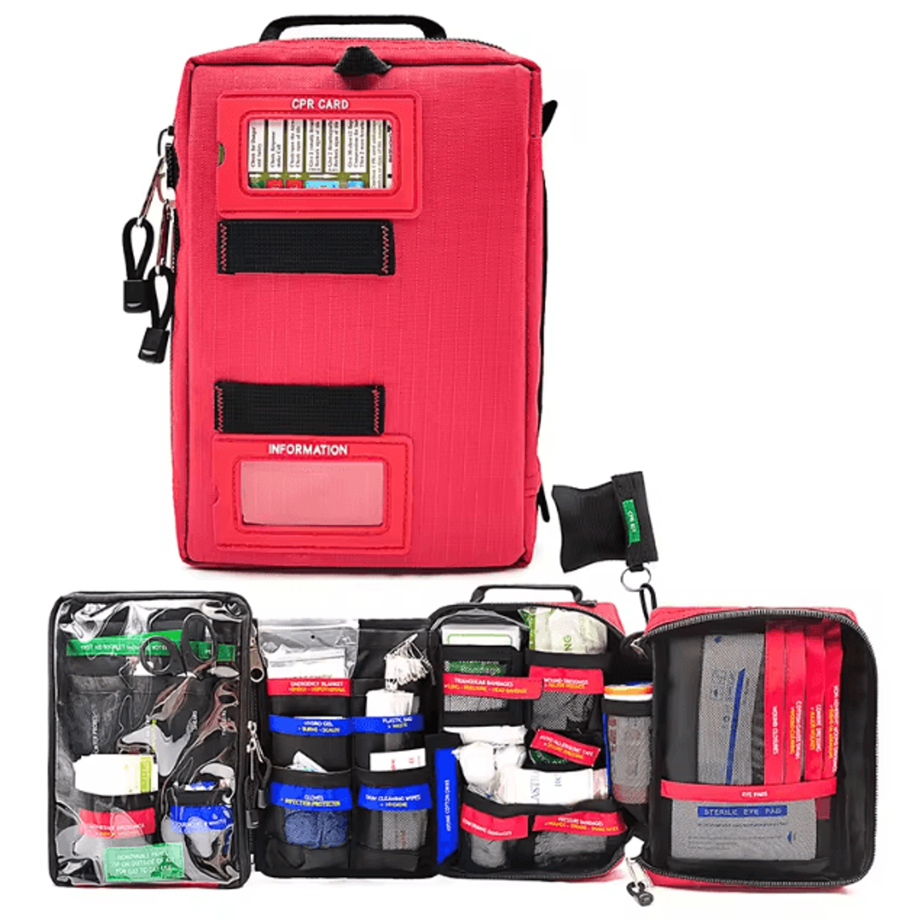 large outdoor first aid & emergency survival kit – trauma care medical storage bag for travel, hiking & camping