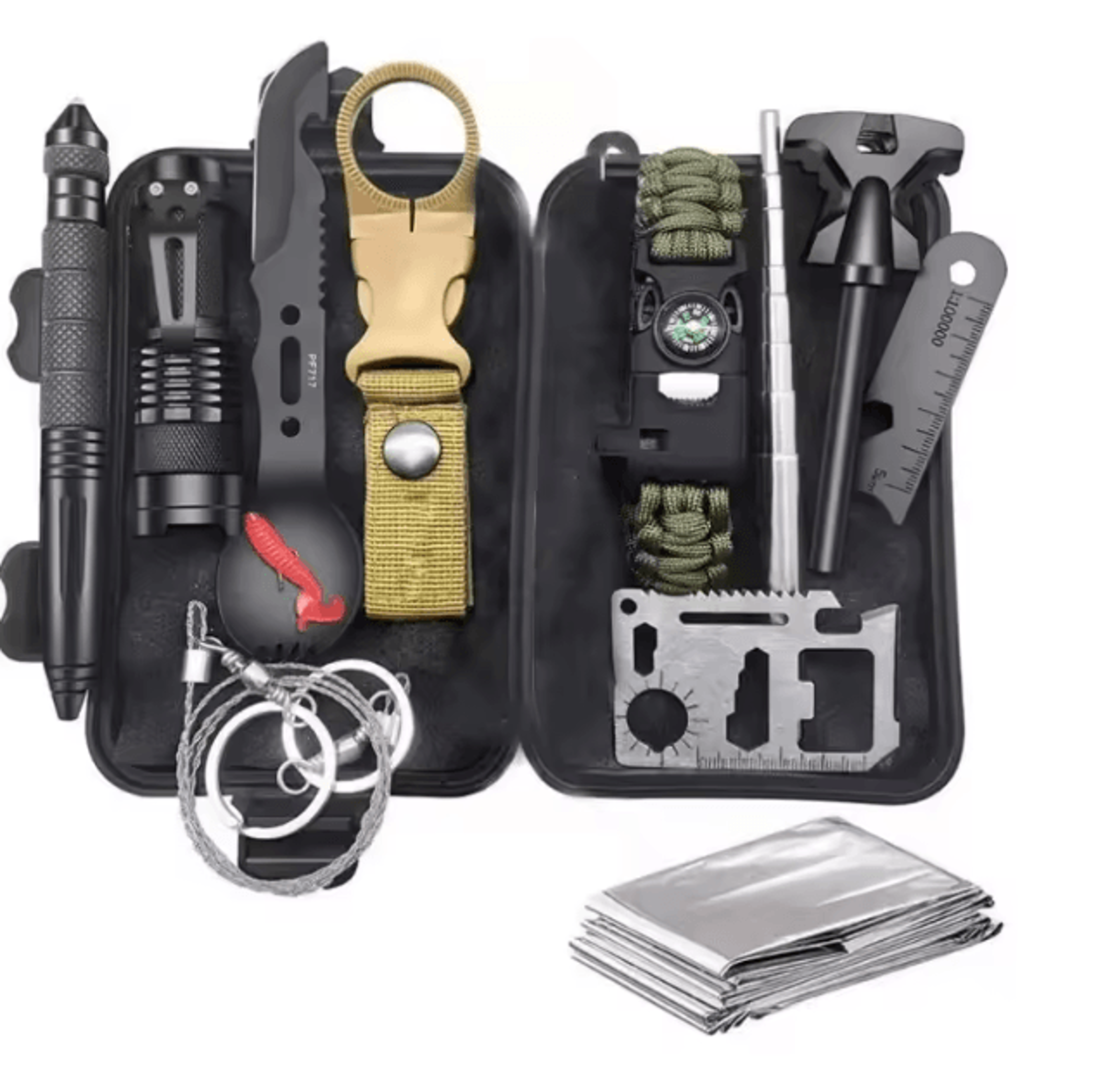 13-piece outdoor survival tool kit – multi-function adventure, camping & emergency gear set