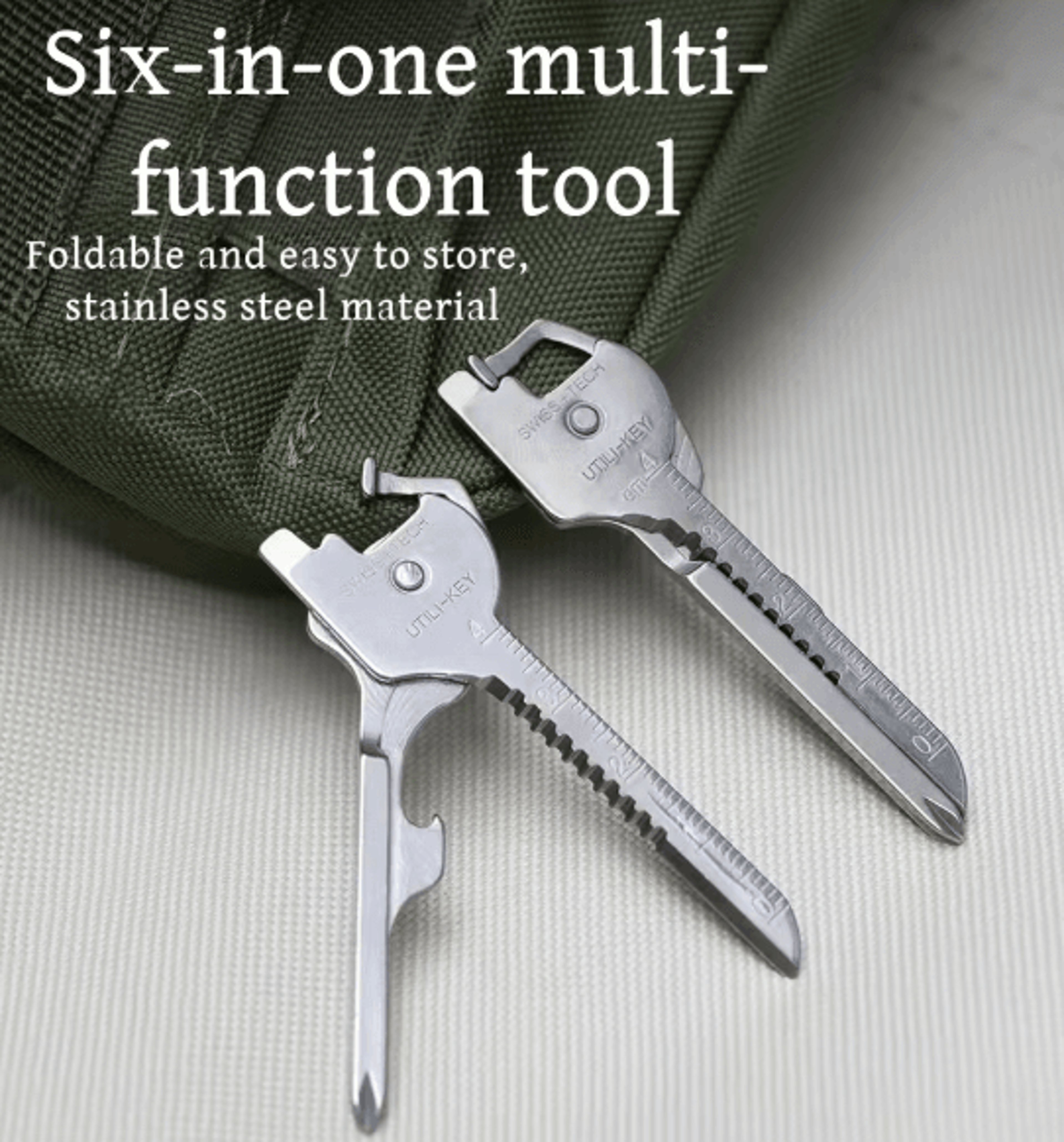 6 in 1 multifunction folding tool keychain edc utility plier survival pocket tool