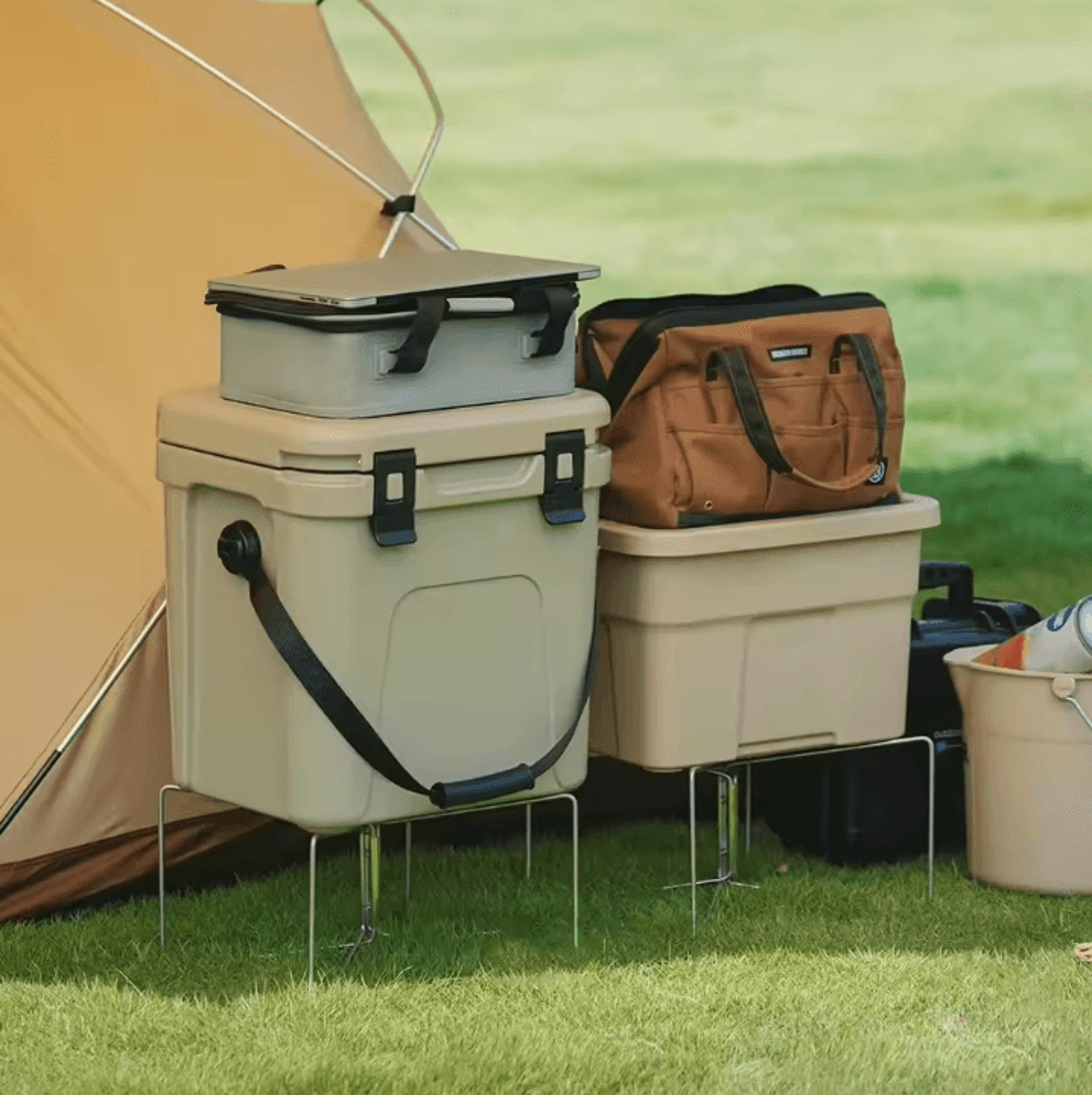 portable folding cooler box stand – outdoor ice box storage support shelf for camping and travel