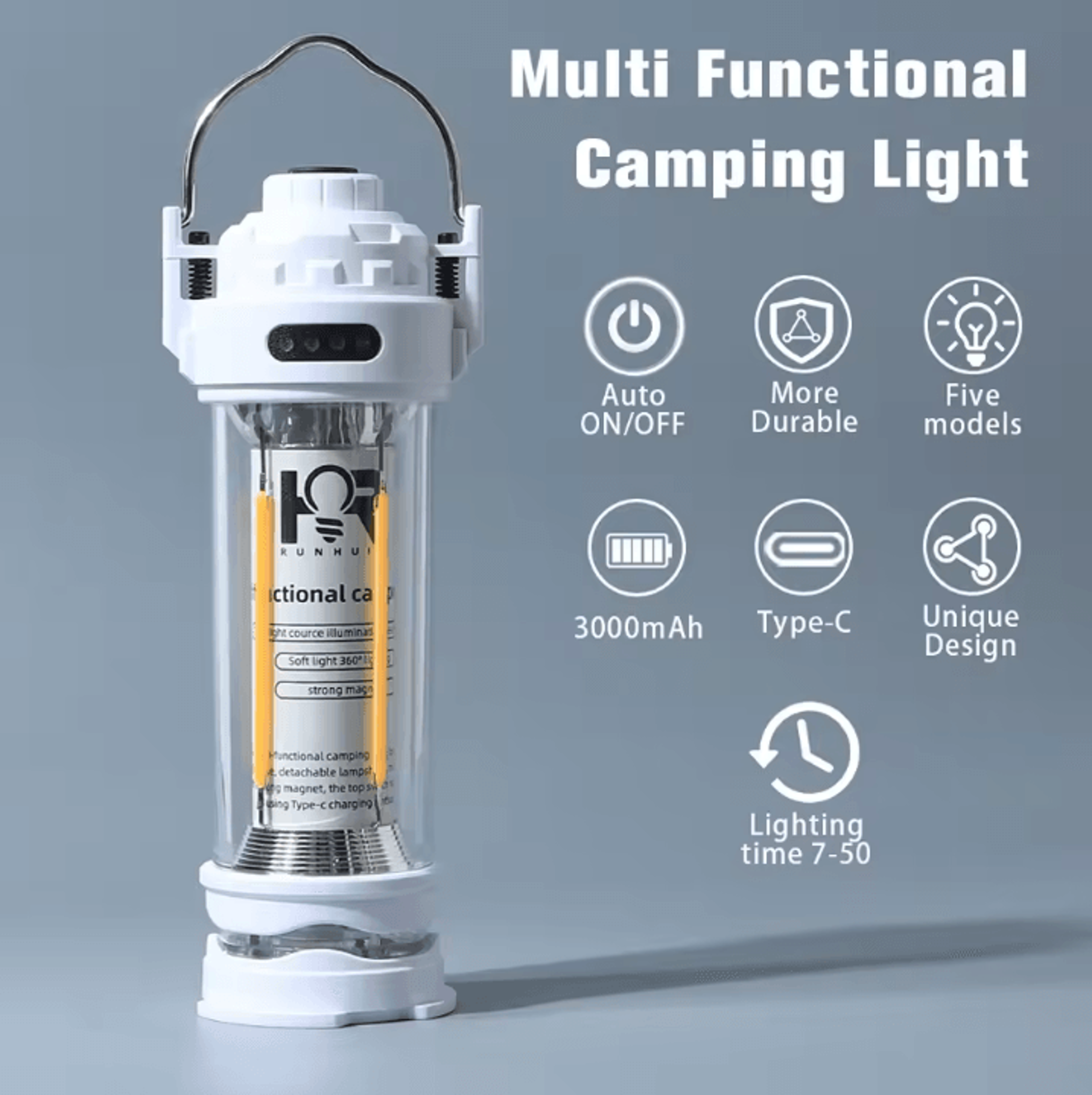 3000mah led camping lantern – outdoor multi-function tent hanging light
