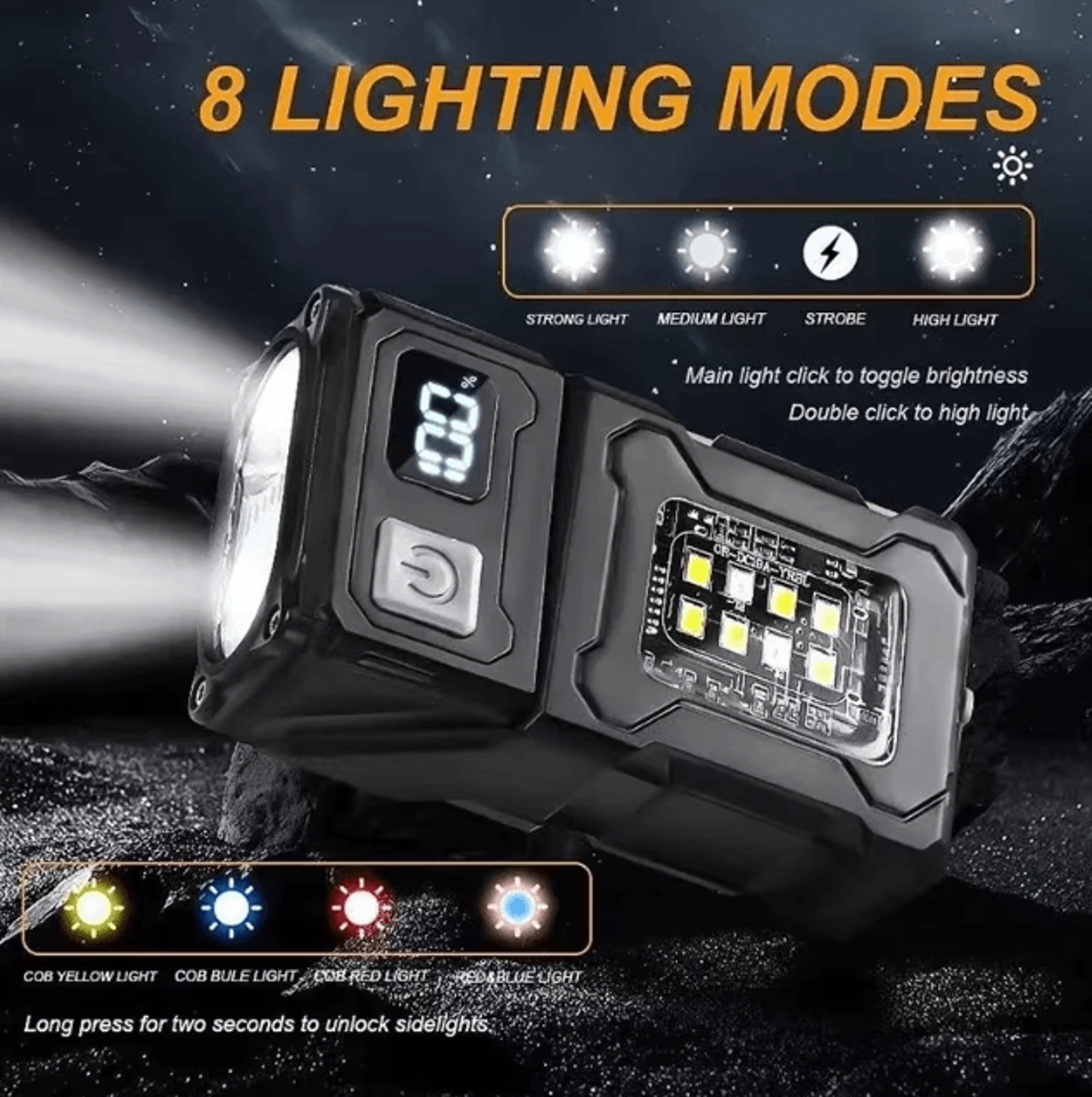 usb rechargeable mini flashlight with cob emergency light – super bright portable torch for camping and hiking