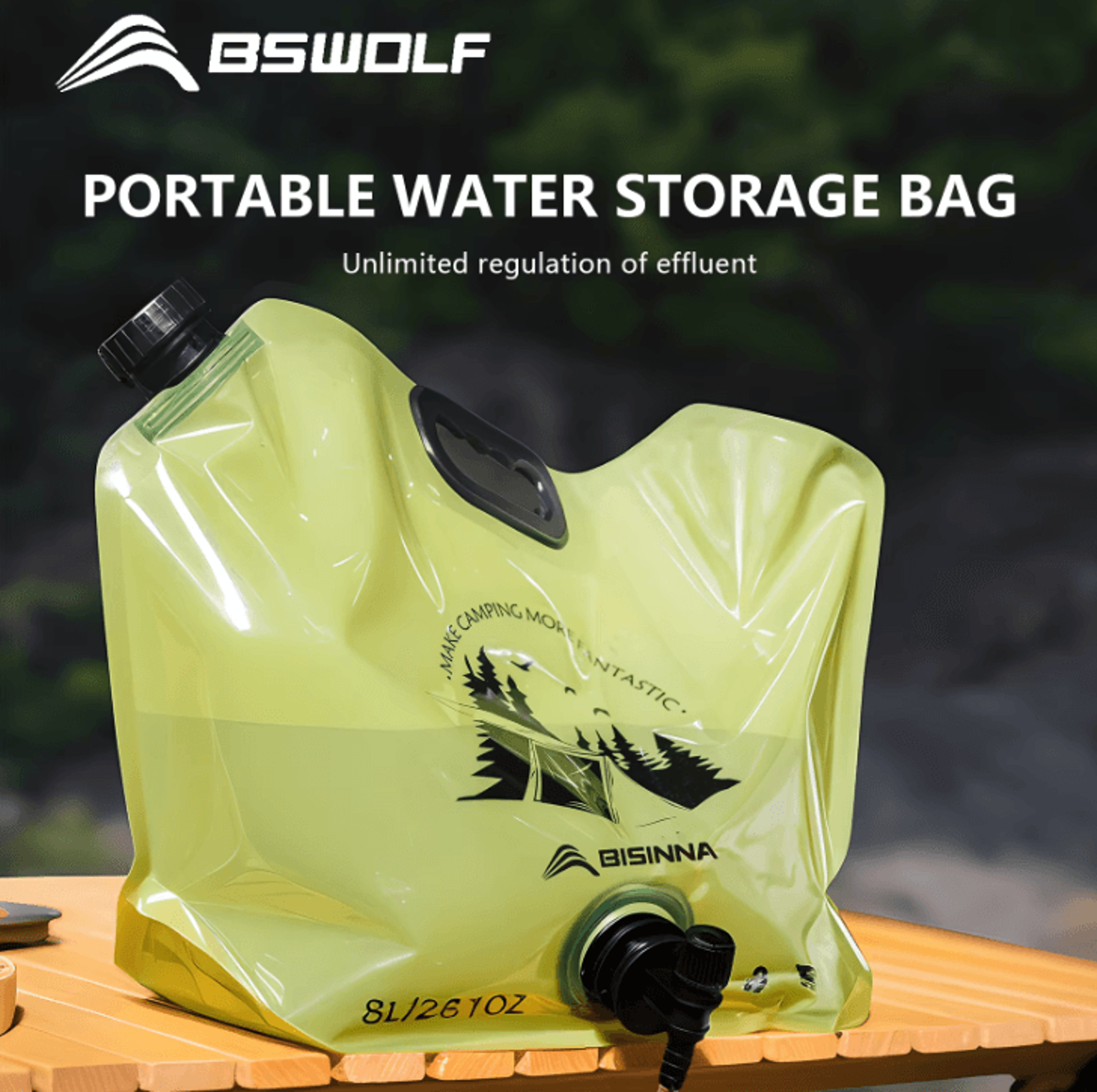 bswolf outdoor mini folding water bag 8l – large capacity portable camping water storage bag