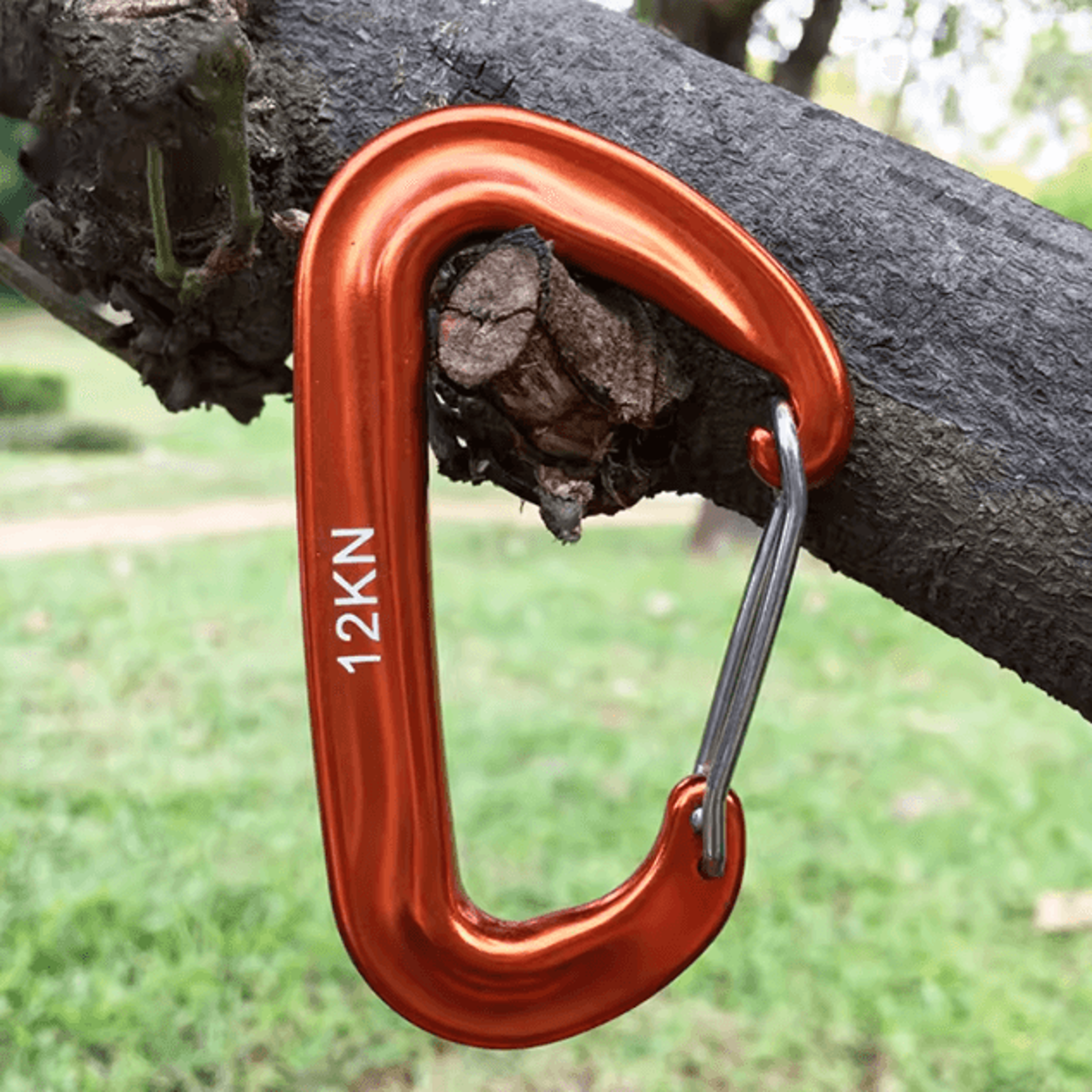 12kn small climbing carabiner d-shape safety lock hook for outdoor camping and hiking