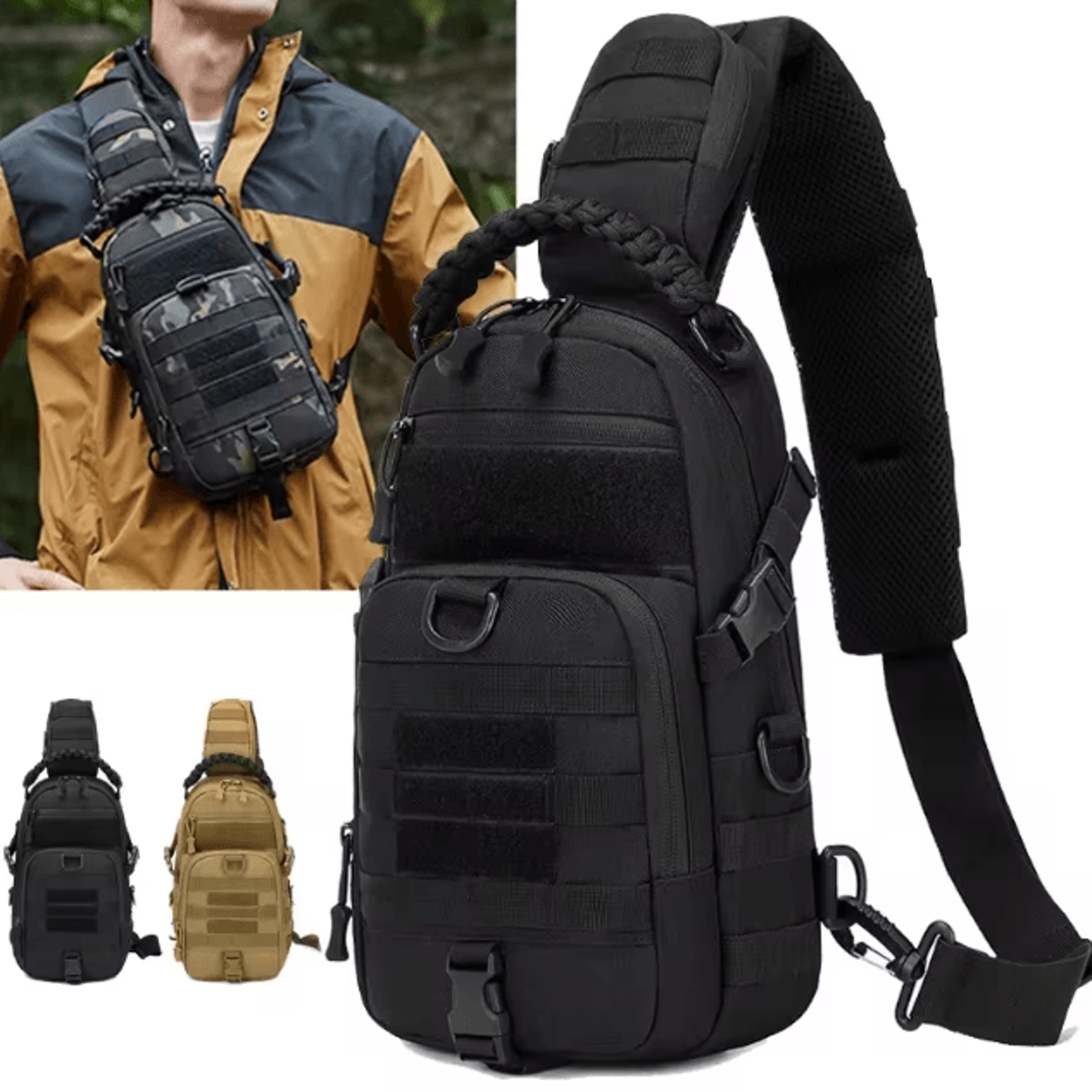 tactical molle chest sling bag – outdoor sports shoulder pack for hiking, cycling & travel