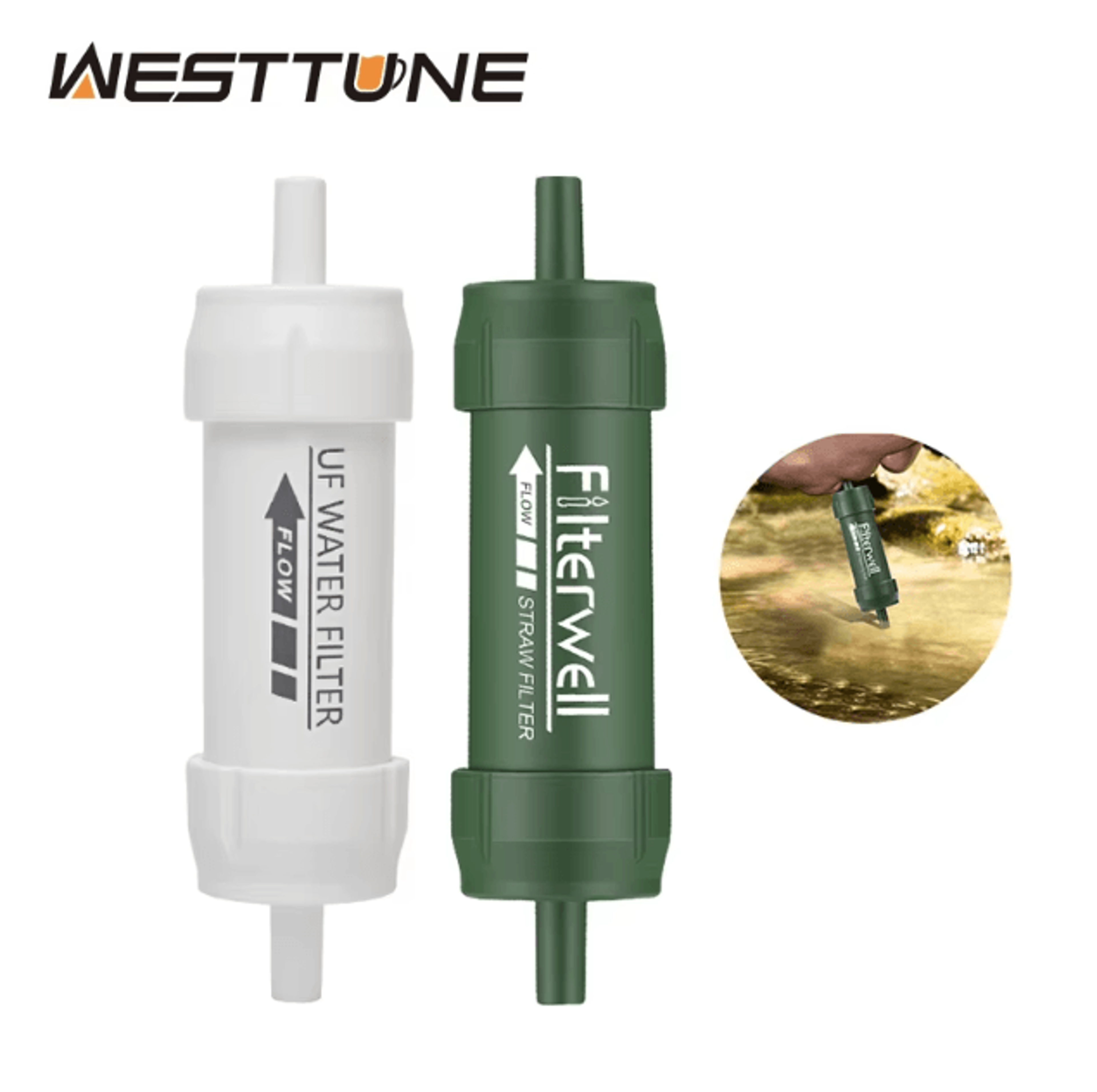 westtune portable water filter straw – mini camping water purifier straw for hiking, survival & emergency kits
