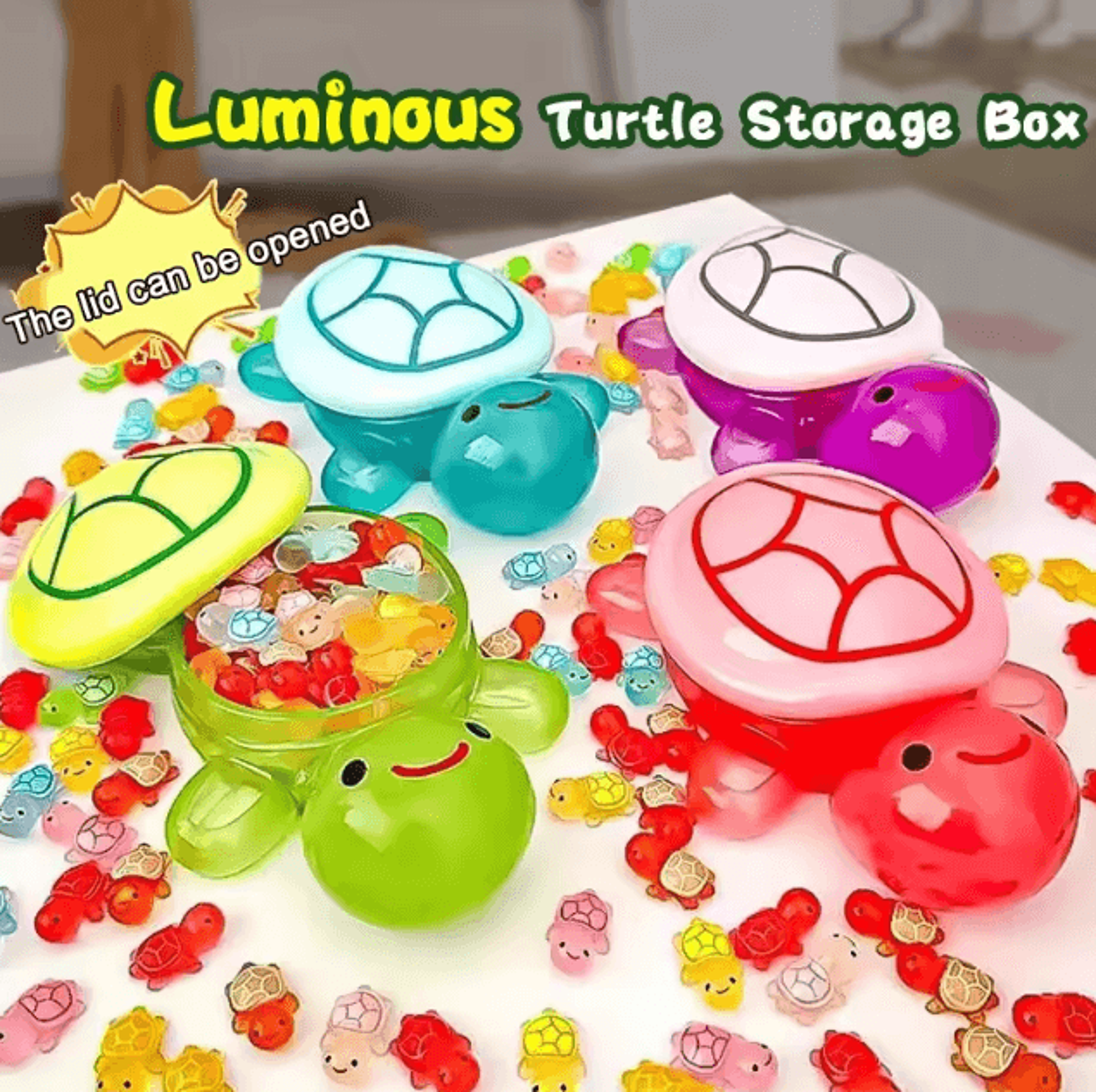 luminous turtle storage box resin glowing turtle decor box cute small turtle ornament storage case