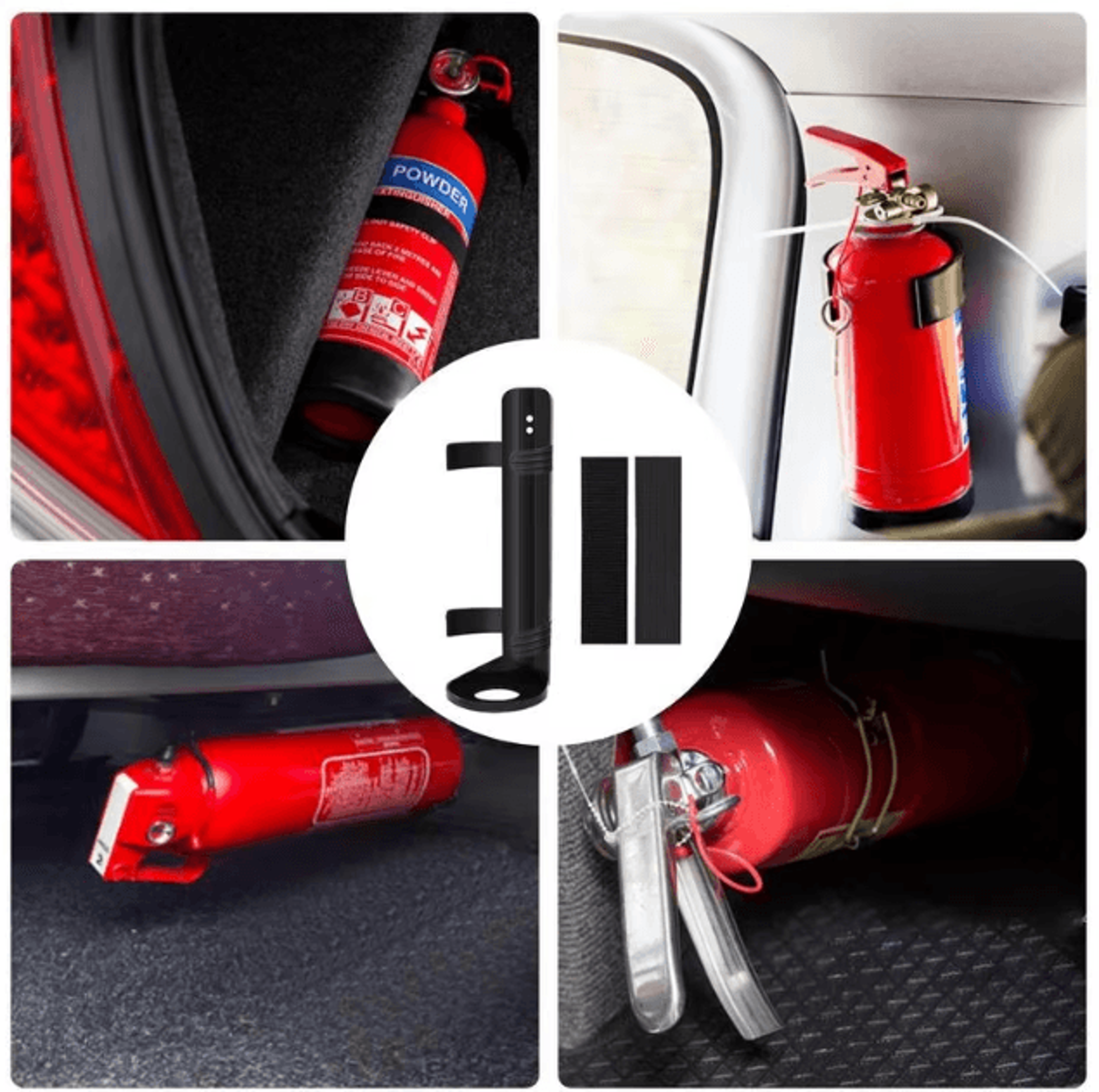 universal car fire extinguisher mount bracket dual purpose vehicle fire extinguisher holder with adhesive velcro