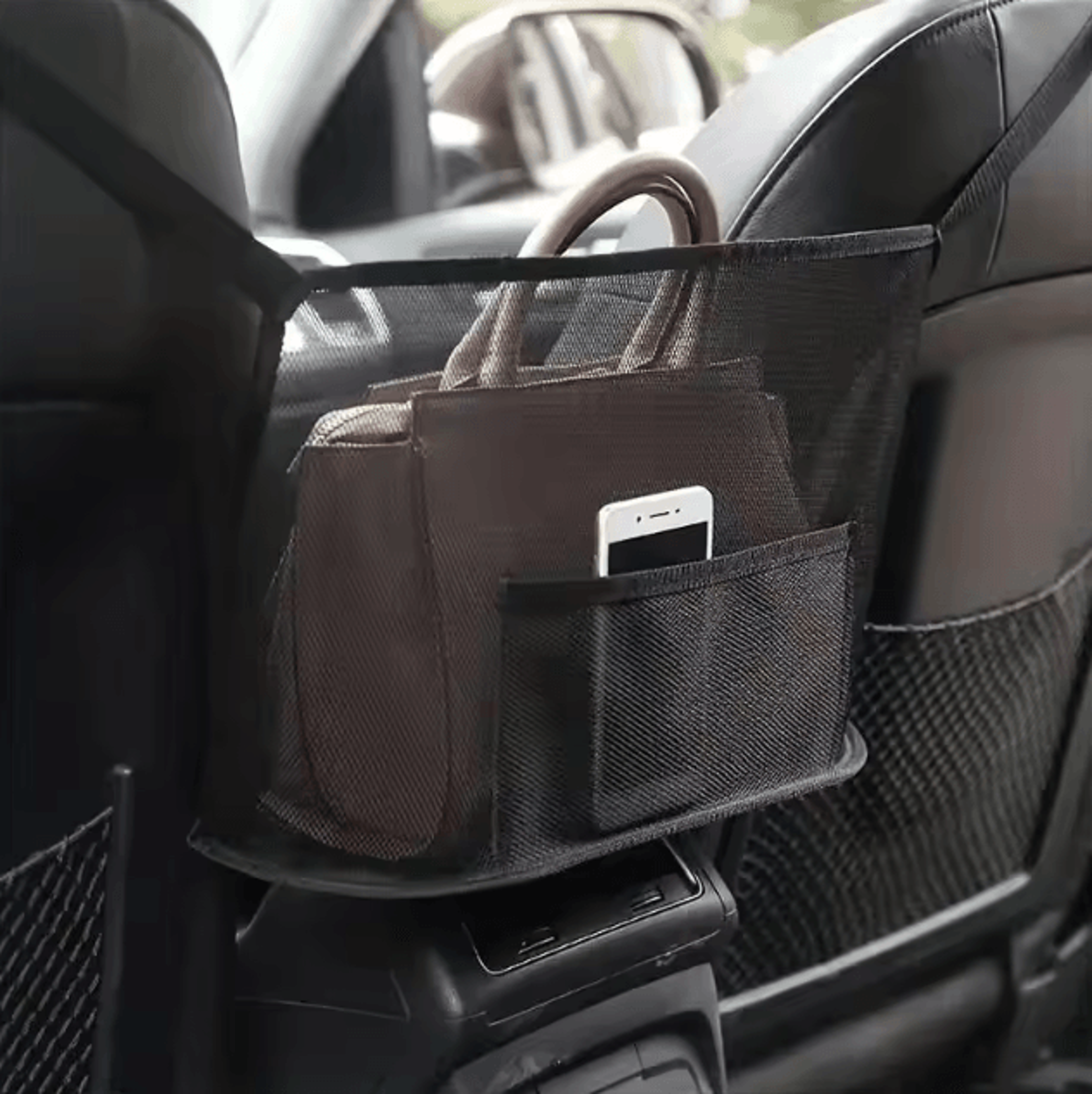 spacious car seat mesh storage bag backseat pet barrier organizer net for dogs handbags and travel essentials