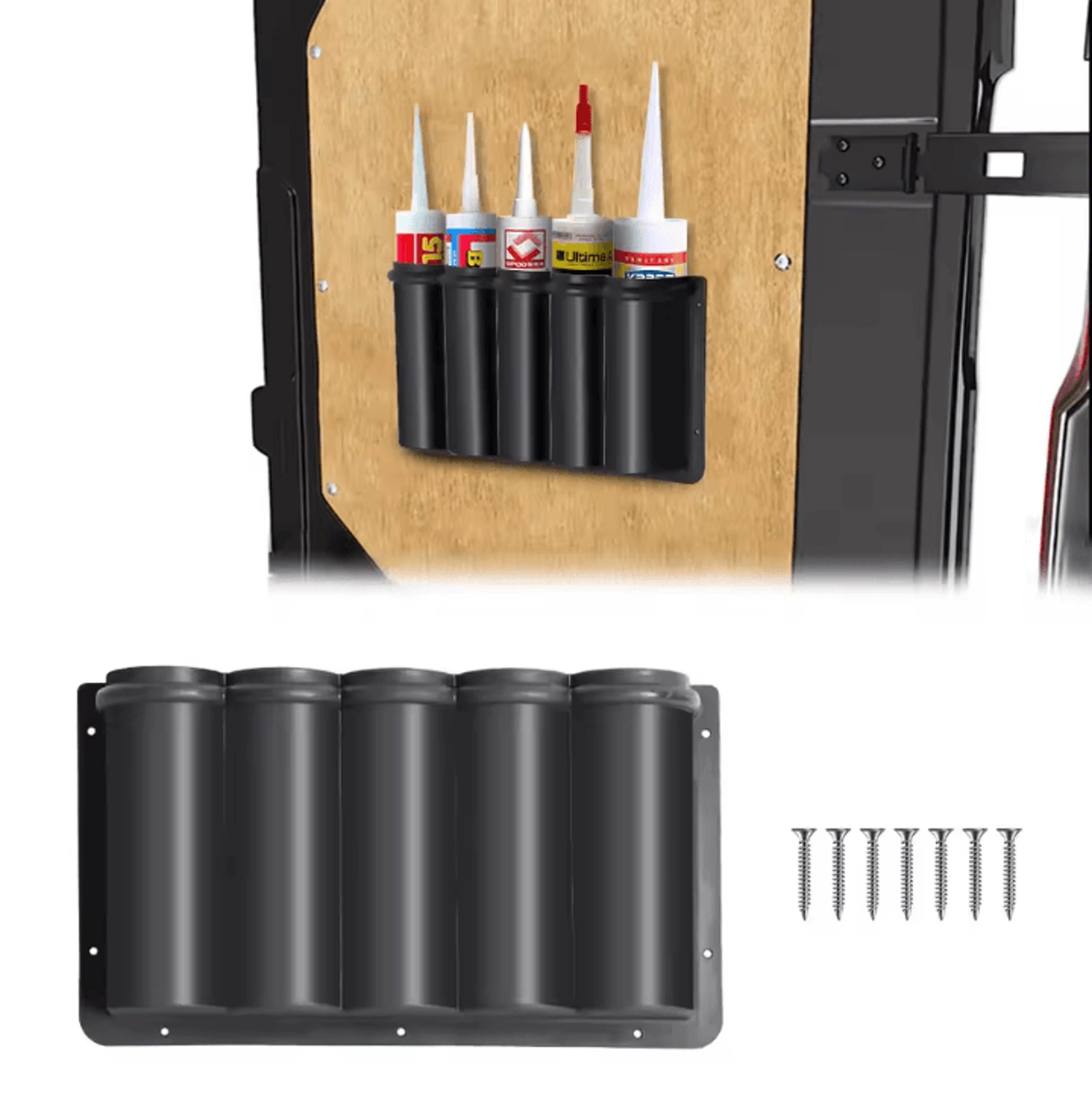 5-slot silicone sealant & caulk tube holder – wall-mounted garage & workshop organizer