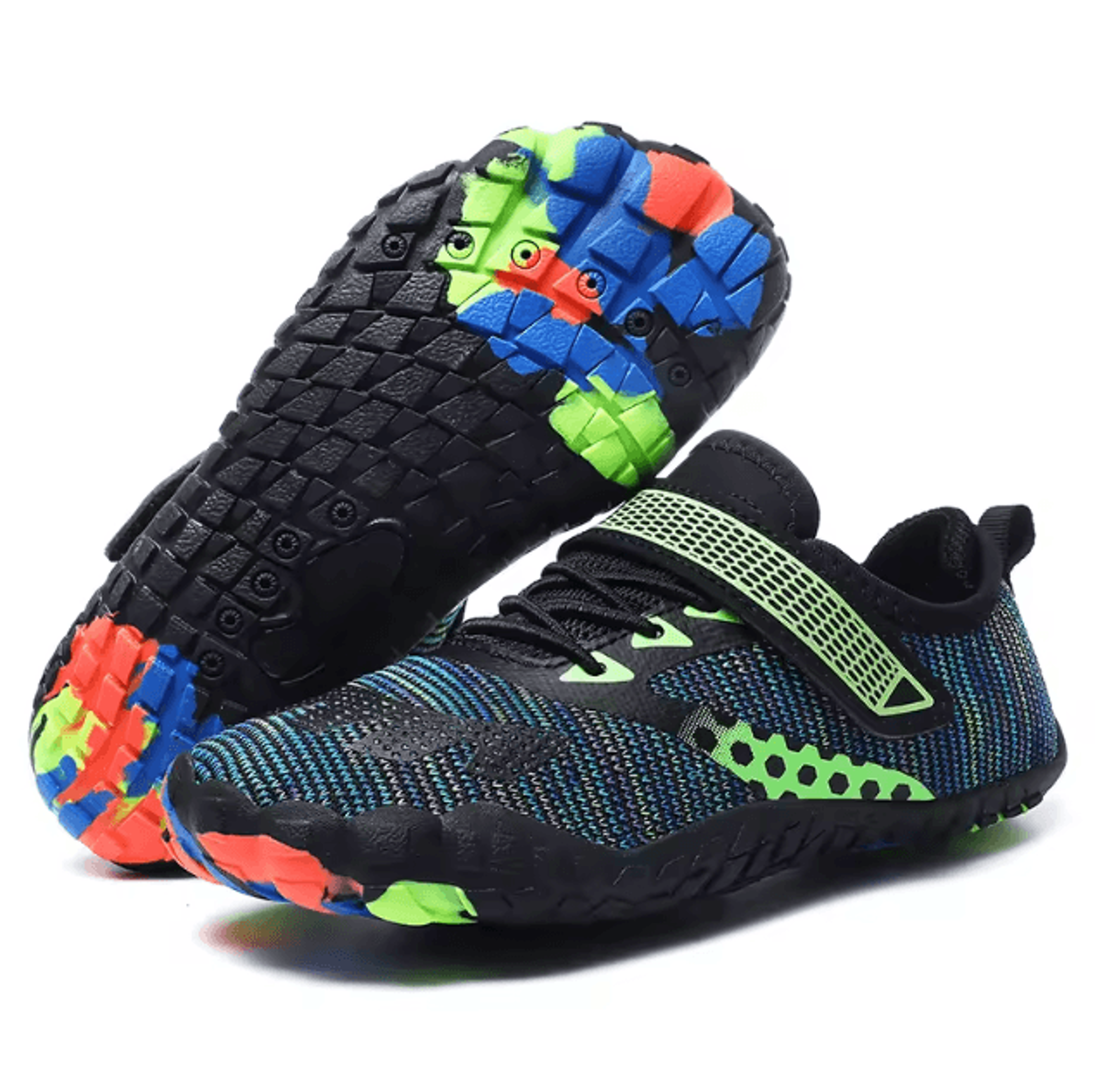 colorful kids barefoot water shoes for beach, pool & summer play