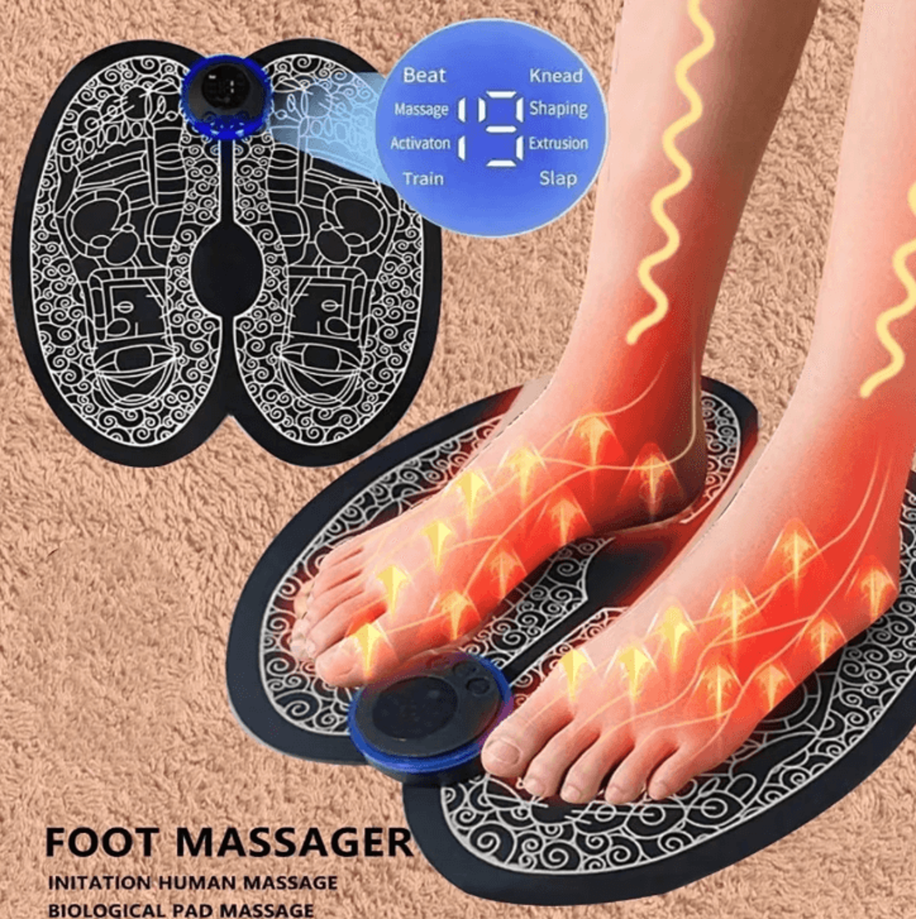 rechargeable ems electric foot massager for circulation & muscle relaxation