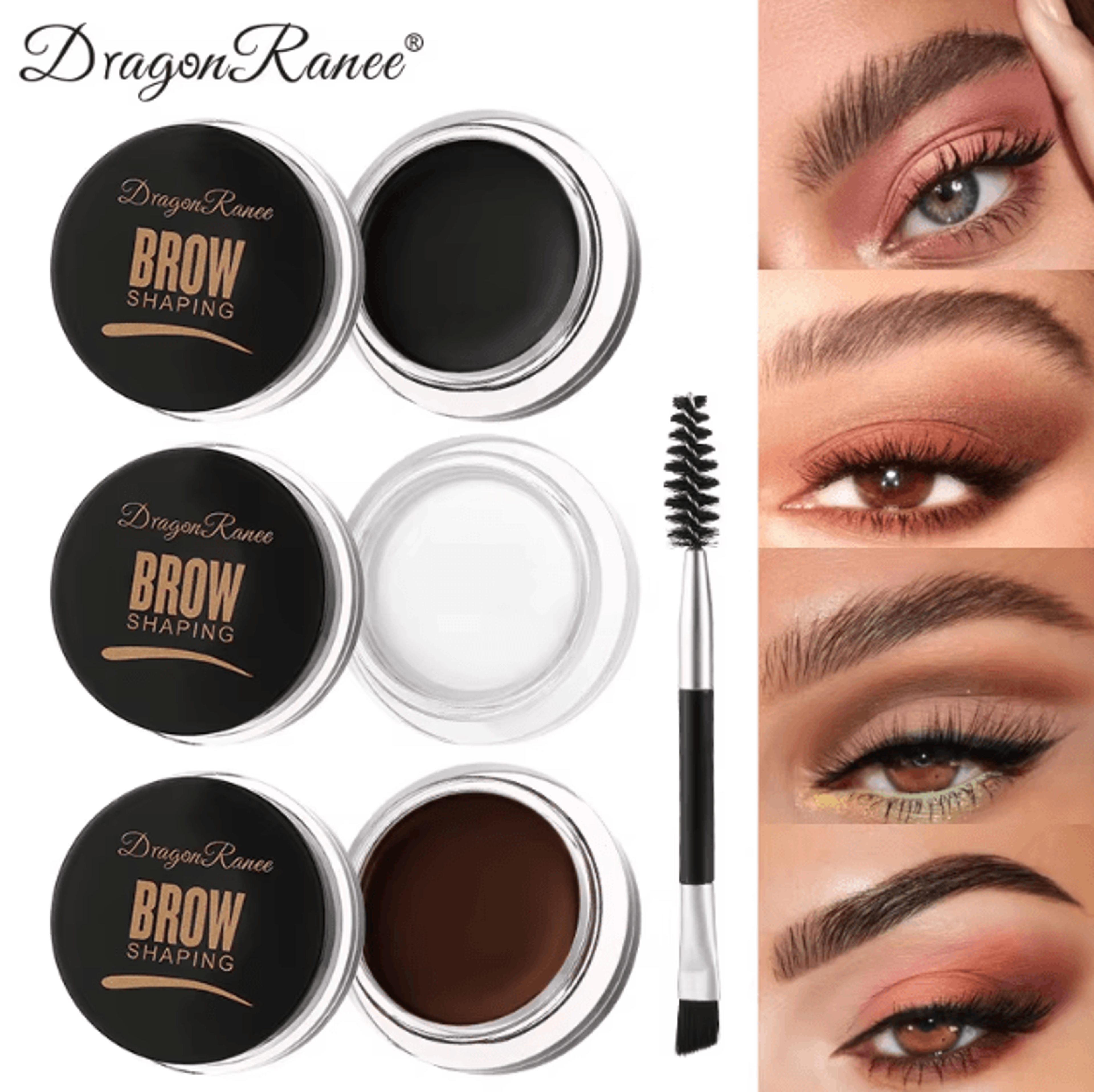 dragon ranee 6 color eyebrow styling cream – waterproof brow gel soap wax for natural, defined brows