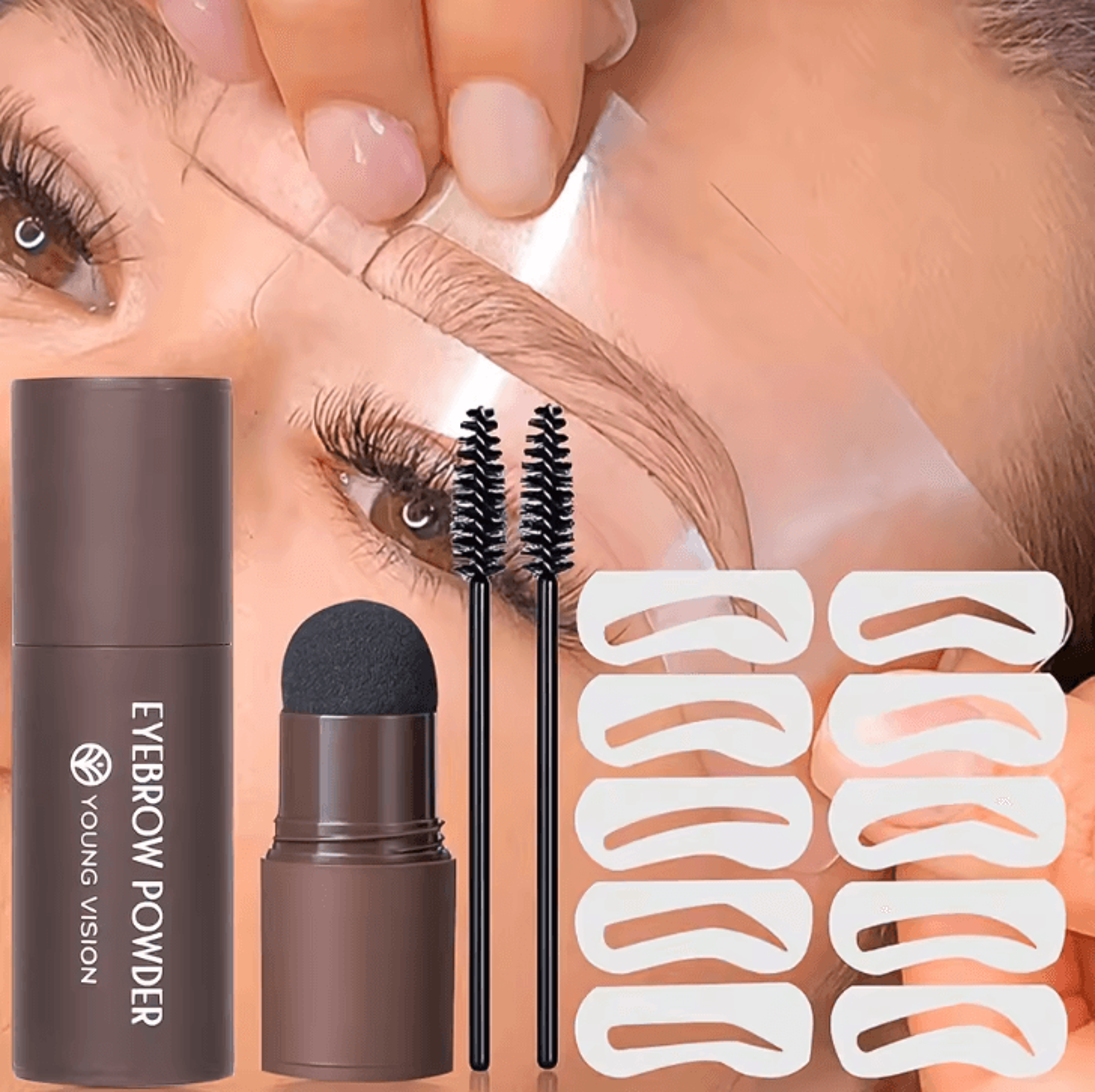 waterproof eyebrow stamp stencil kit with 10 brow shaping stencils
