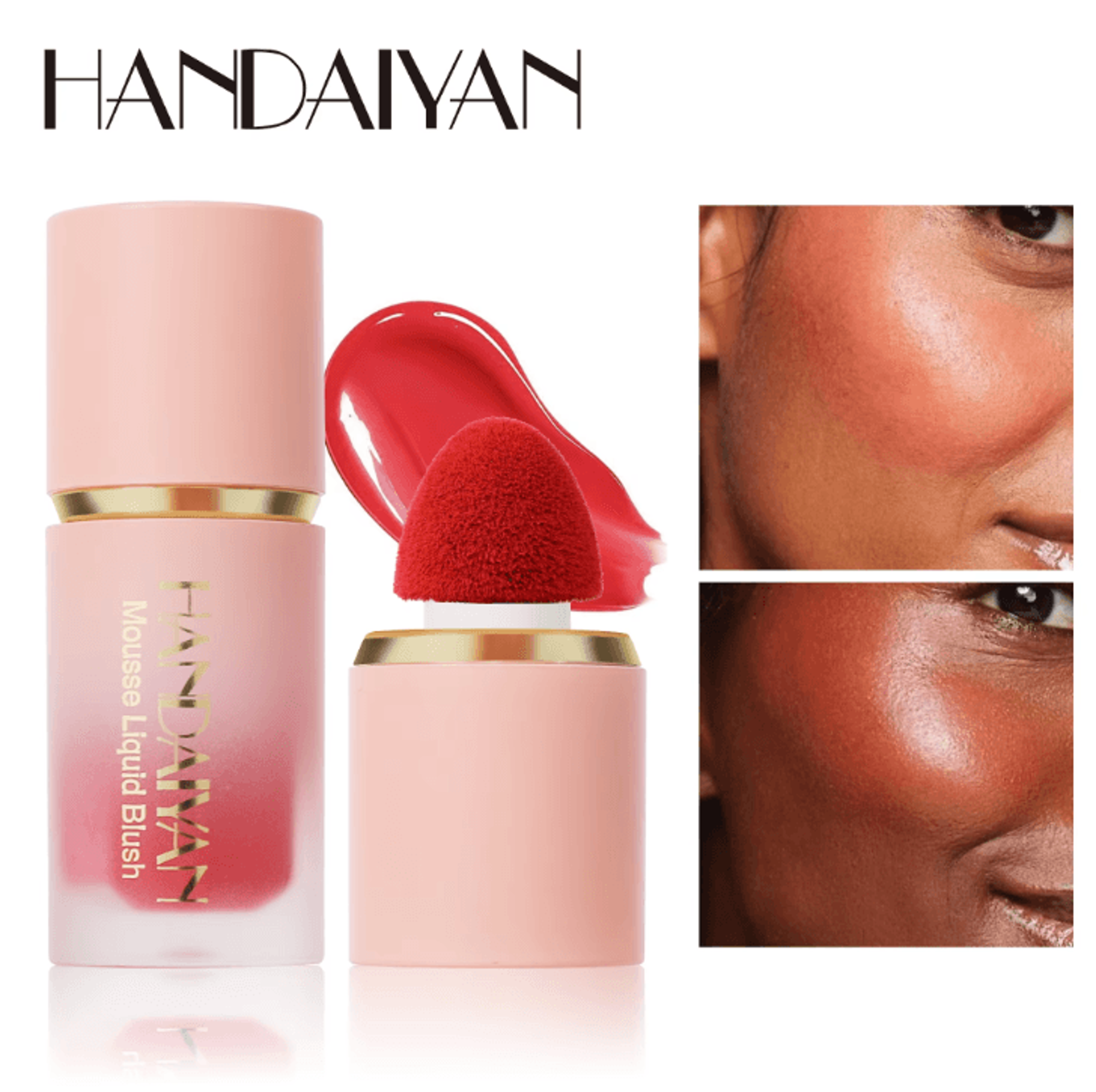 6 color matte liquid blush with sponge brush – long-lasting waterproof cheek tint