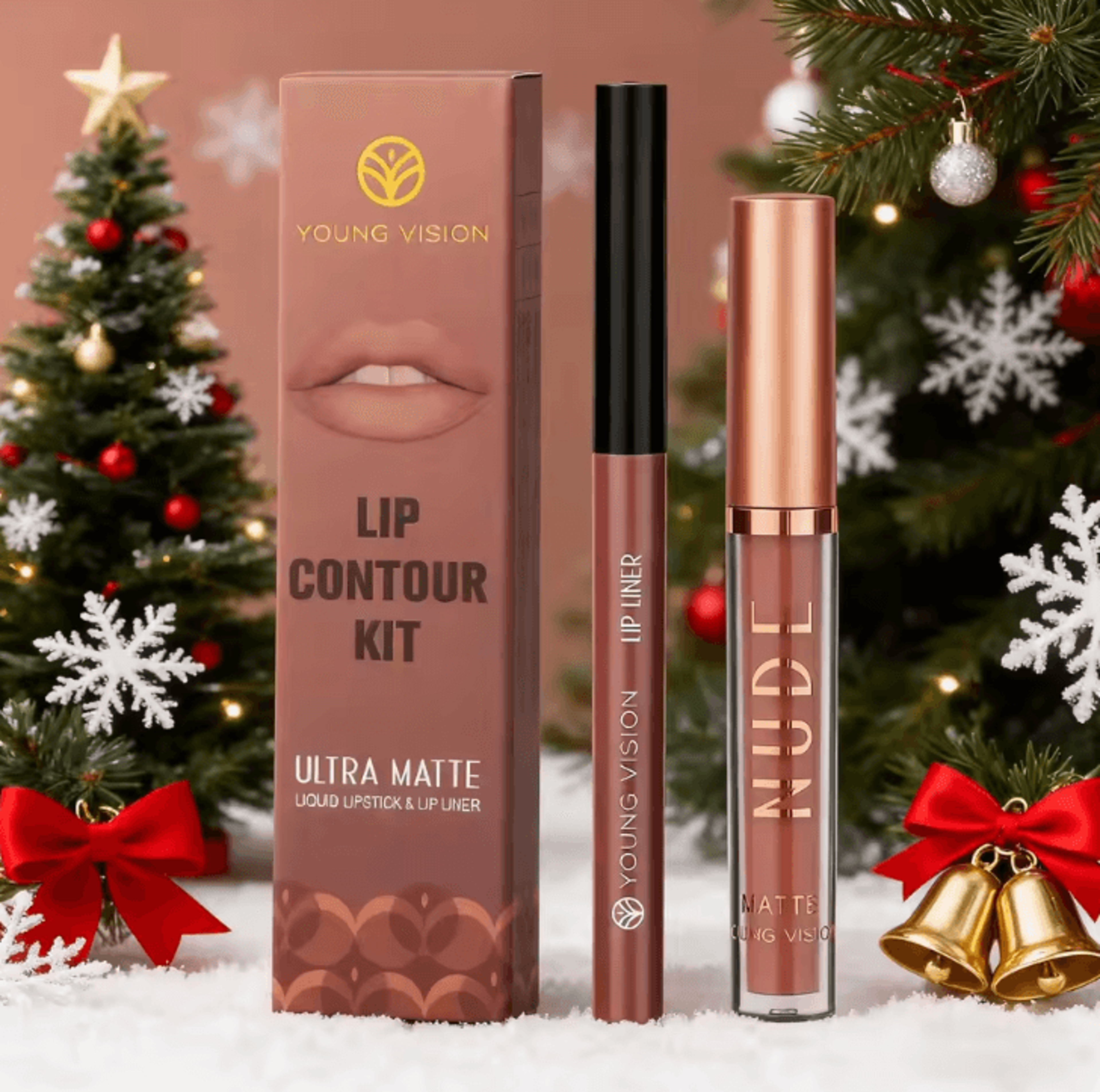 young vision 2-color matte rotatable lip liner set – waterproof long-lasting lip contour pencil