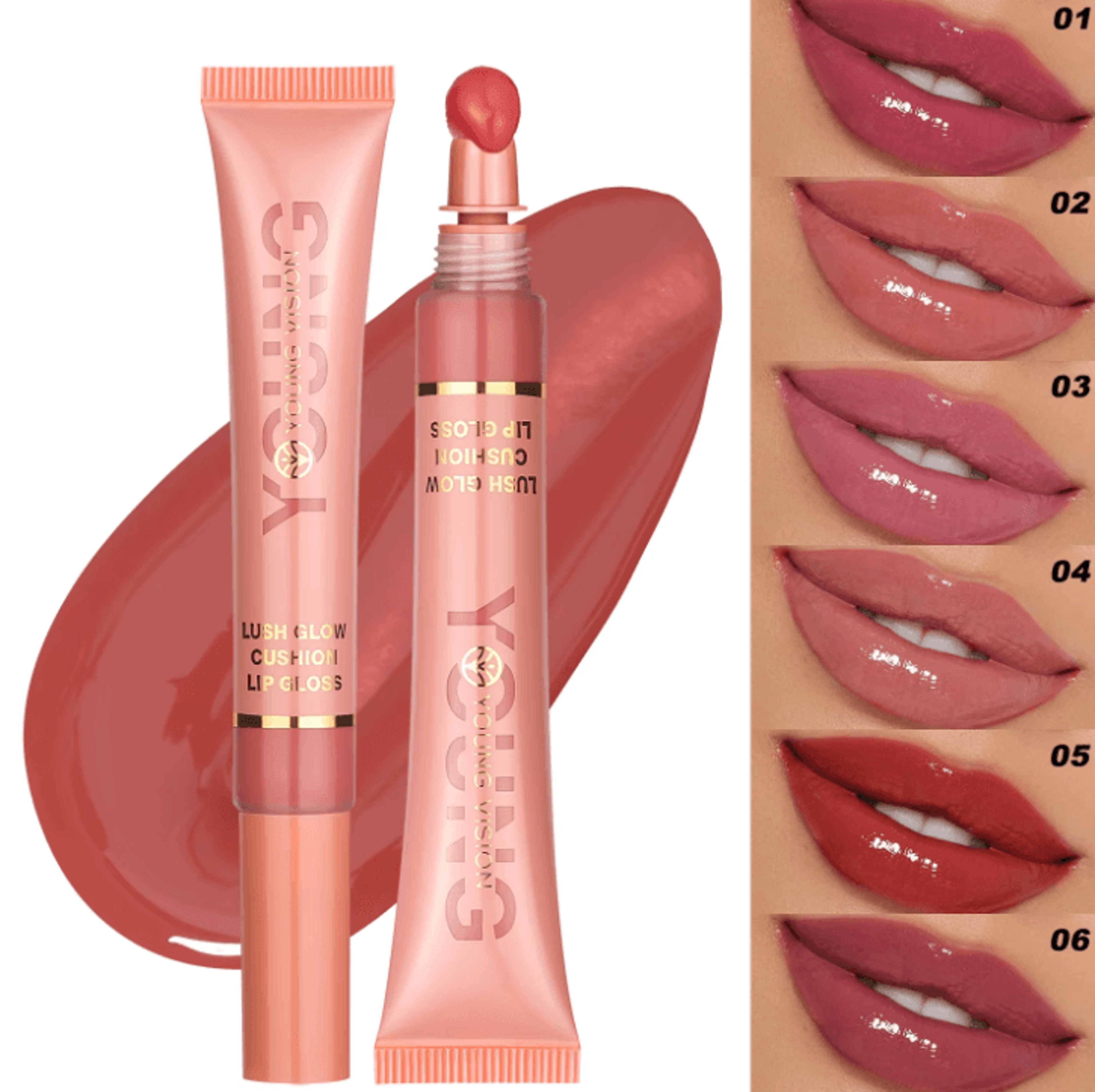 young vision liquid water brightening lip color – hydrating plush brush squeeze lip glaze