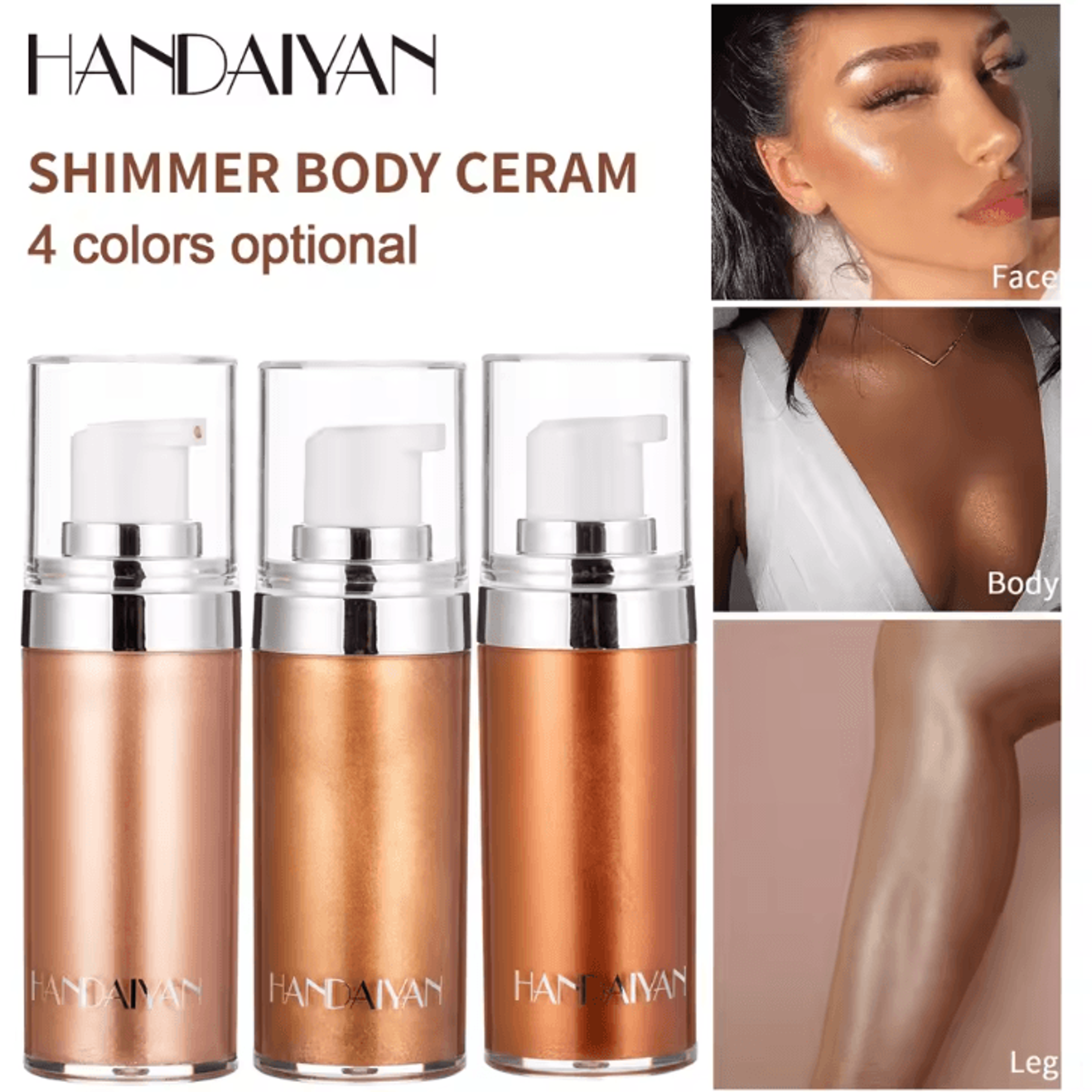 handaiyan liquid body highlighter lotion – shimmer full body glow for beach & summer skin