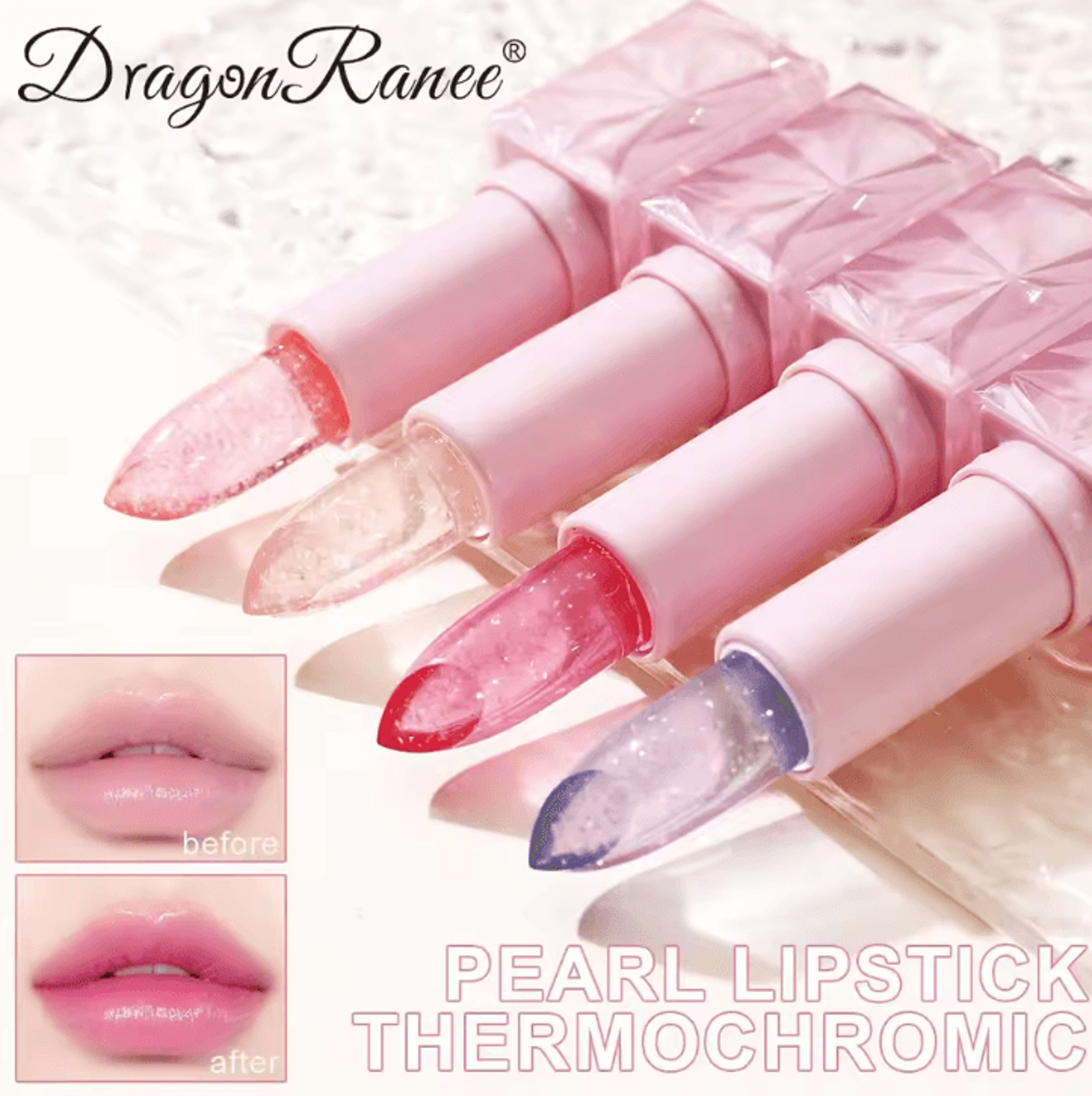 dragon ranee thermochromic crystal lipstick – color-changing waterproof moisturizing lip tint