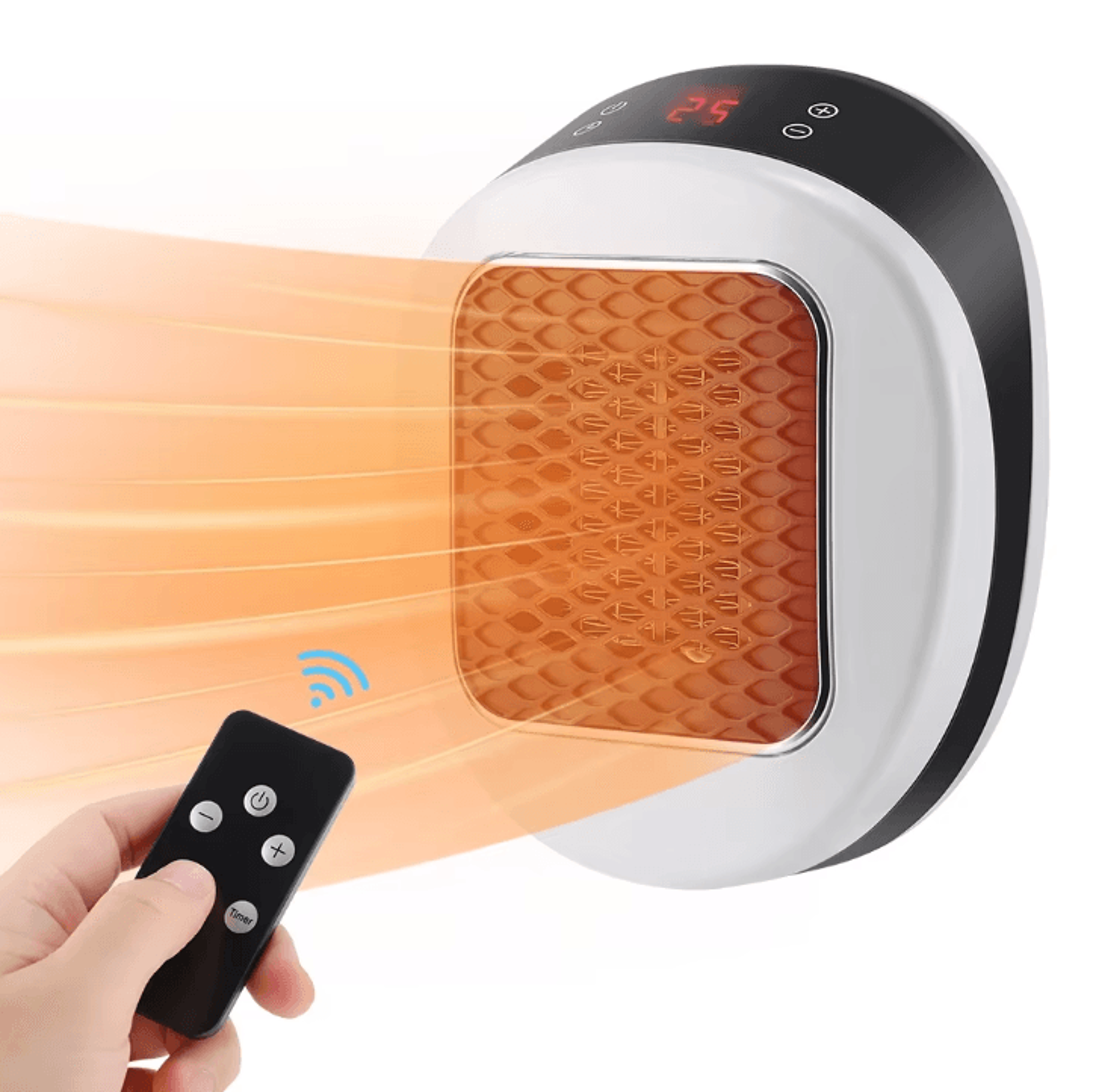 portable ptc wall plug heater – adjustable temperature electric space heater for bathroom & living room