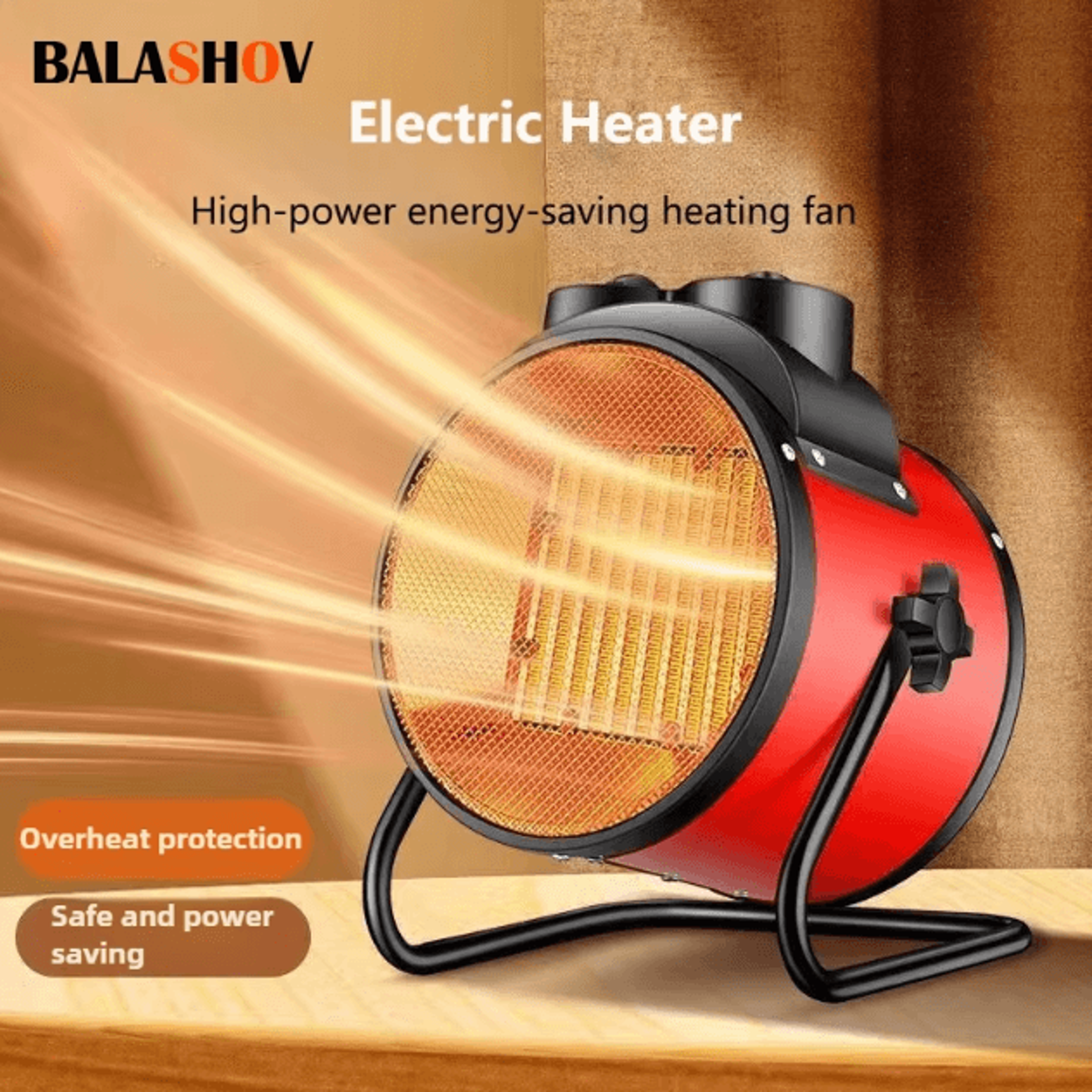 2000w portable electric space heater – adjustable thermostat fan heater with tip-over & overheat protection