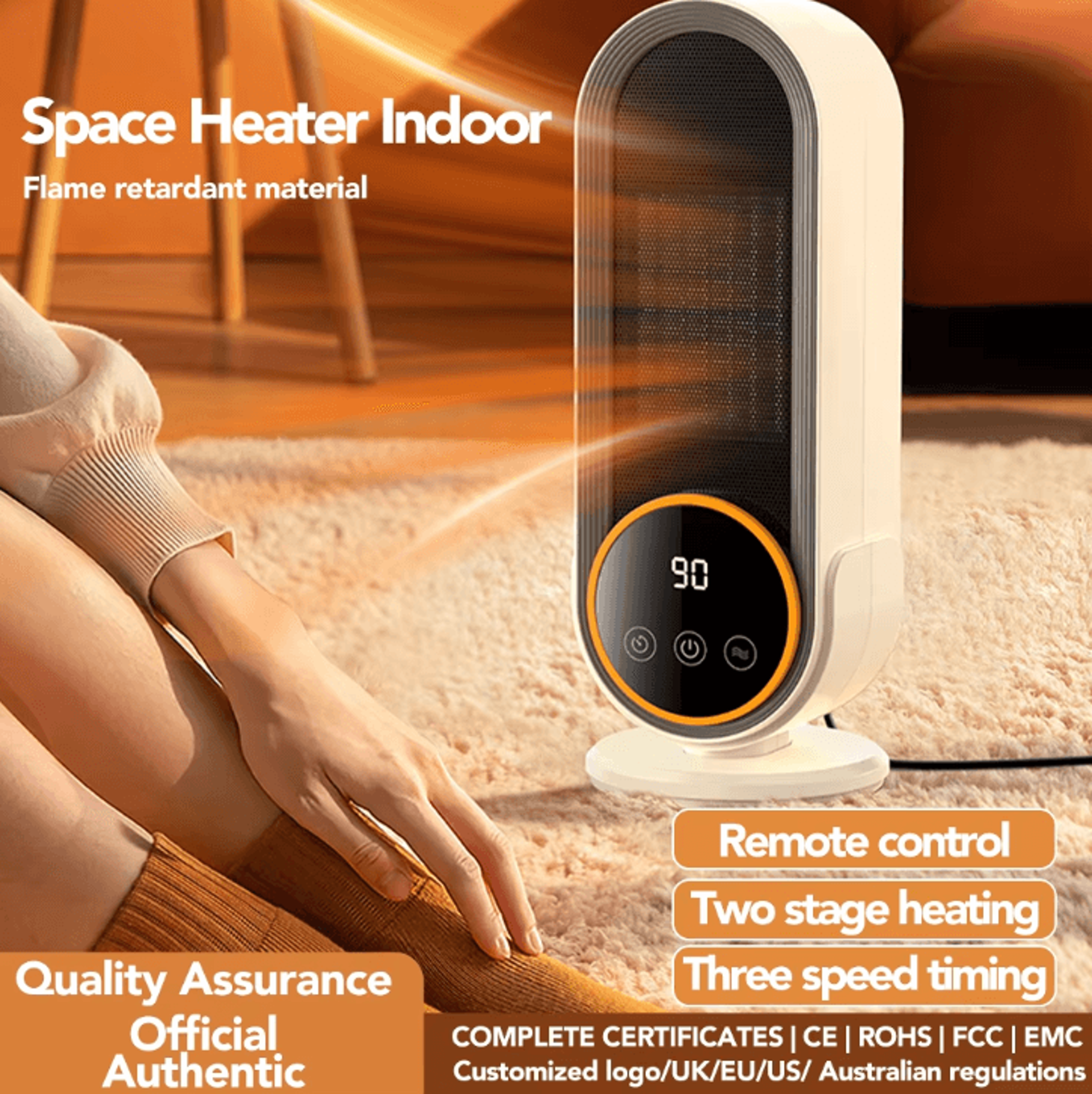 1200w portable desktop fan heater – fast heating compact electric room heater for home & office