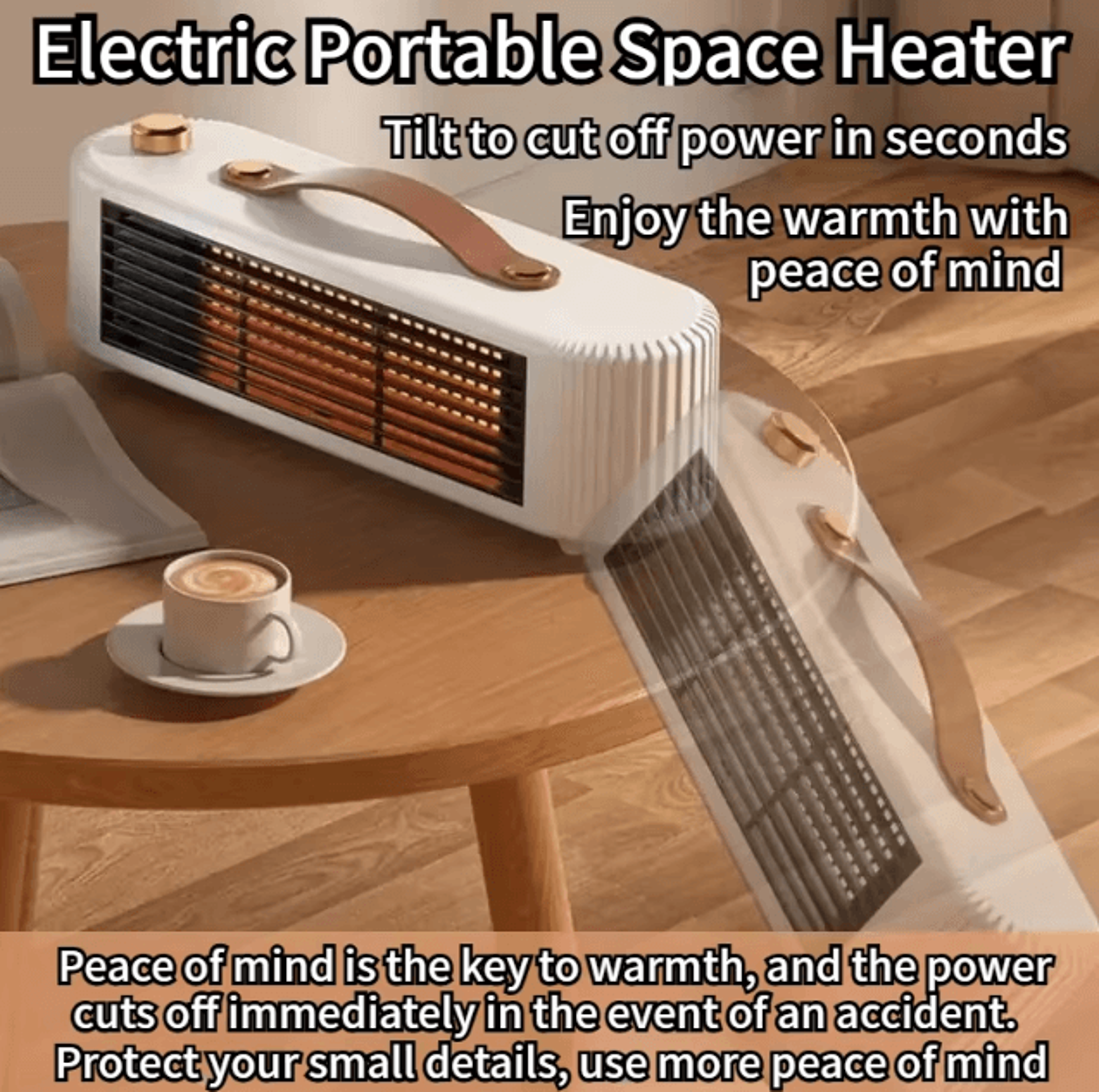 compact ptc ceramic tabletop space heater – portable fast heating electric heater for desk & home