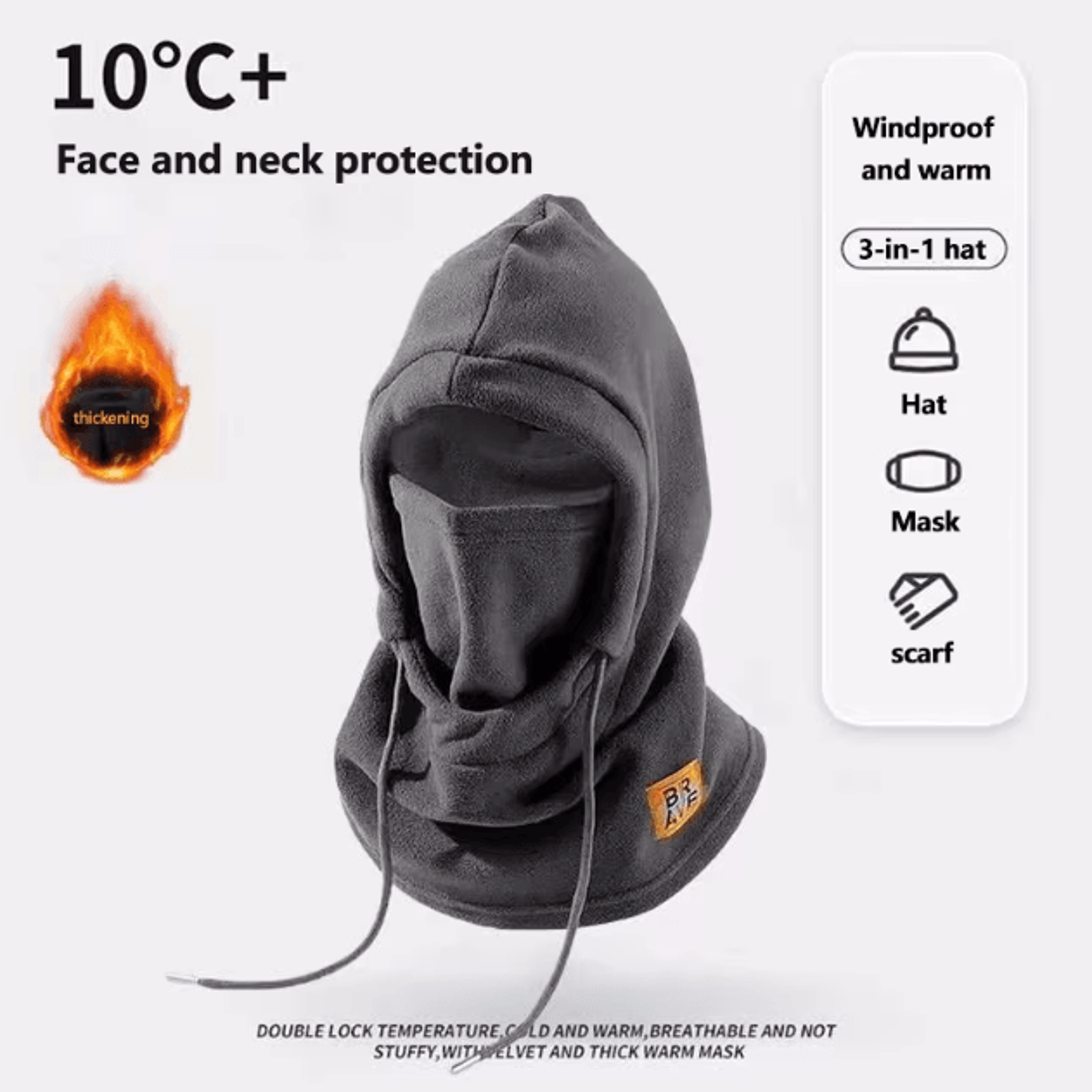 arcticshield polar fleece balaclava hood – windproof winter face mask with neck cover