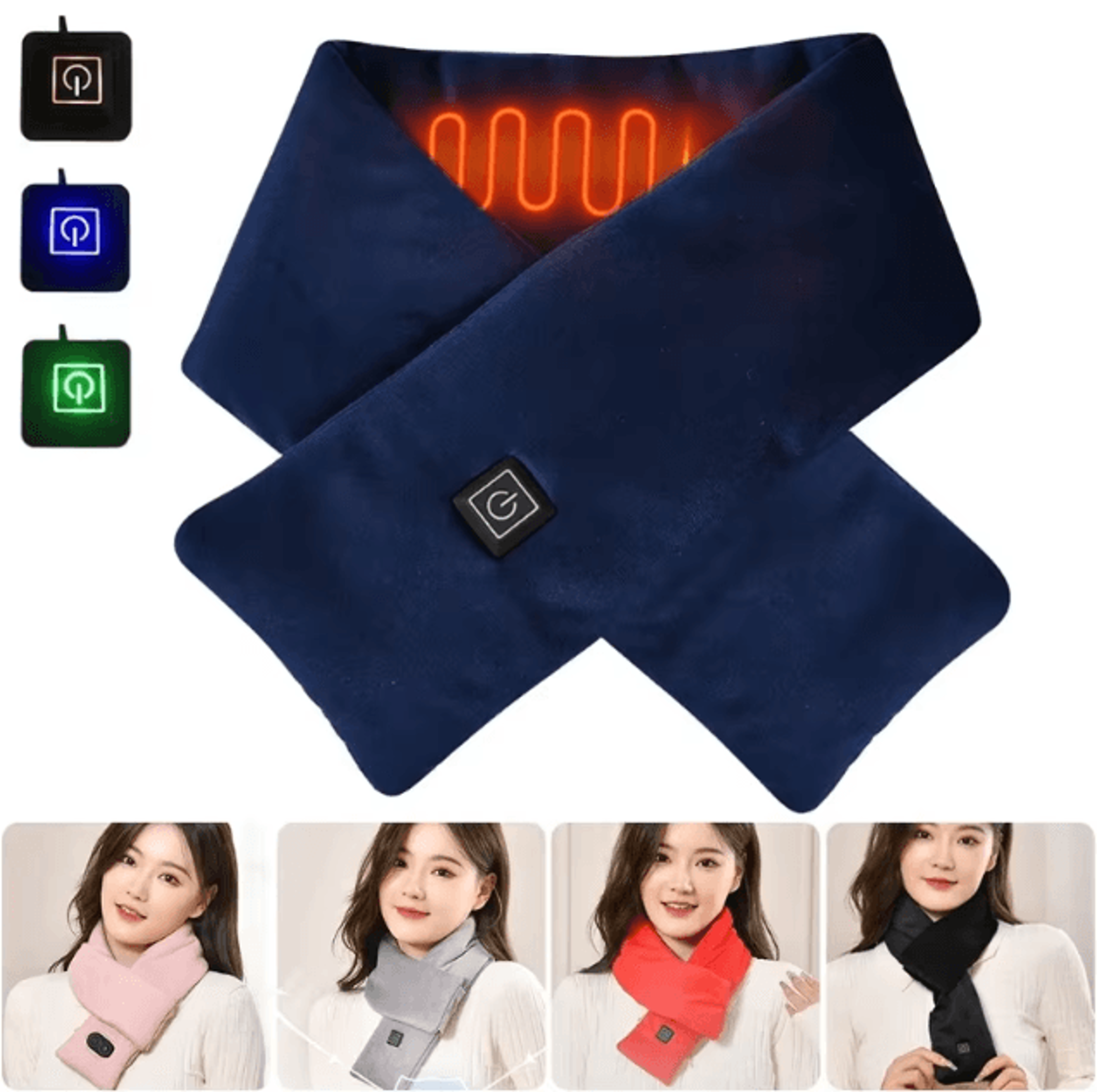 thermawrap usb heated scarf – 3-gear electric neck warmer with soft fleece