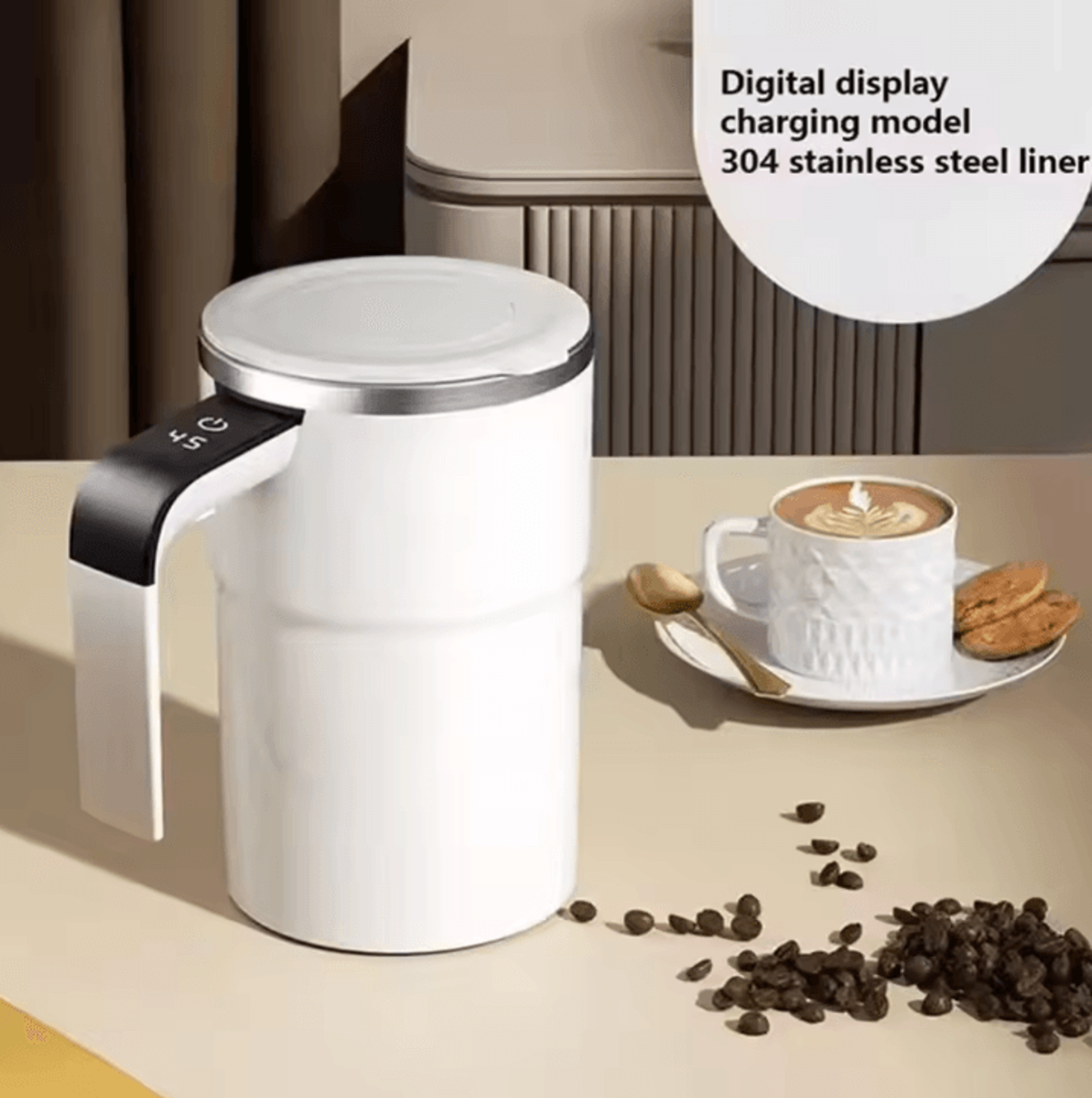 smartmix self-stirring coffee mug – electric mixing cup with led temperature display (380ml)