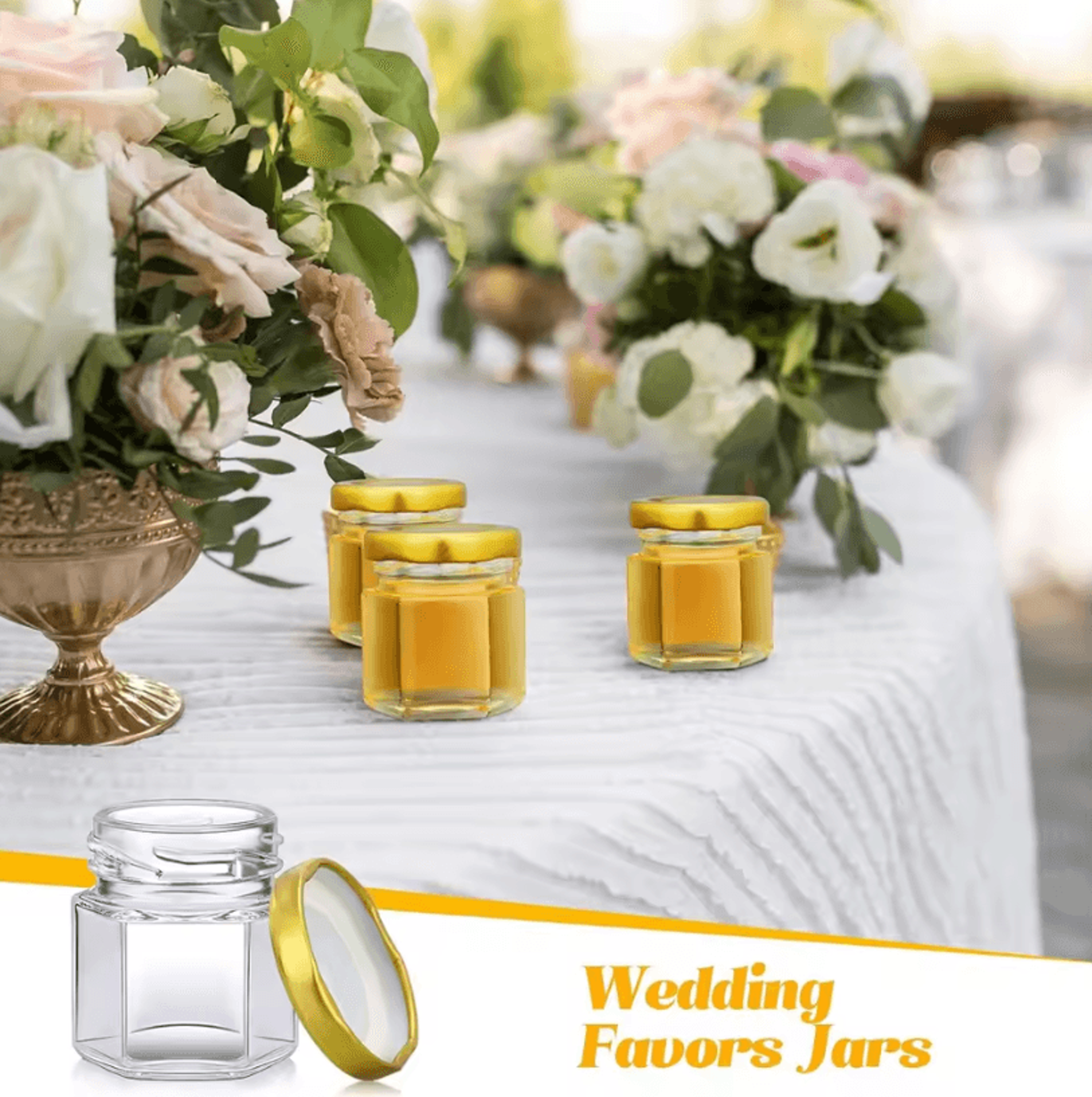 1.5oz mini hexagon glass jars with lids – bulk honey favor jars for wedding, candy, spice & diy gifts