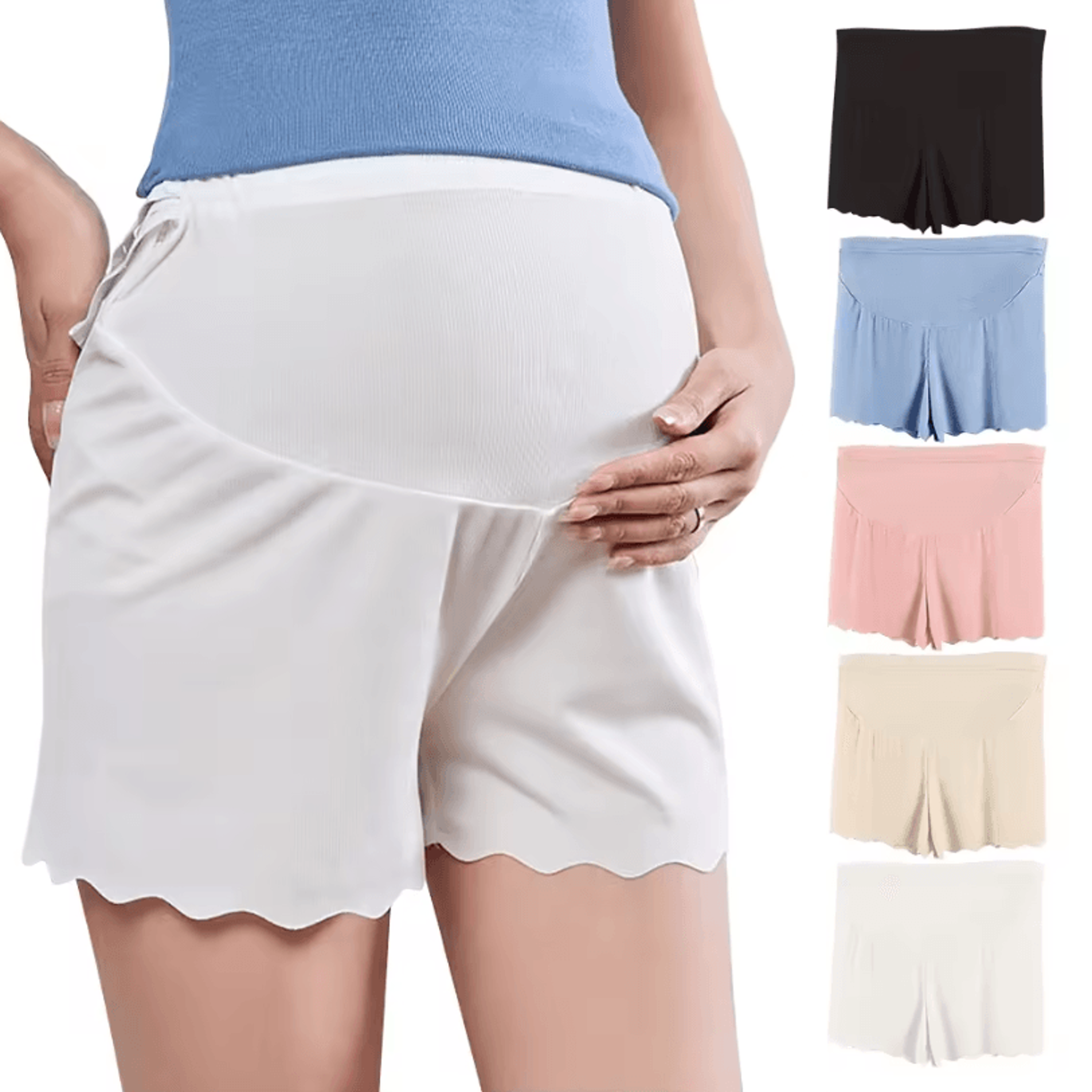 elegant ice silk maternity leggings – breathable summer pregnancy leggings with stretch waist support