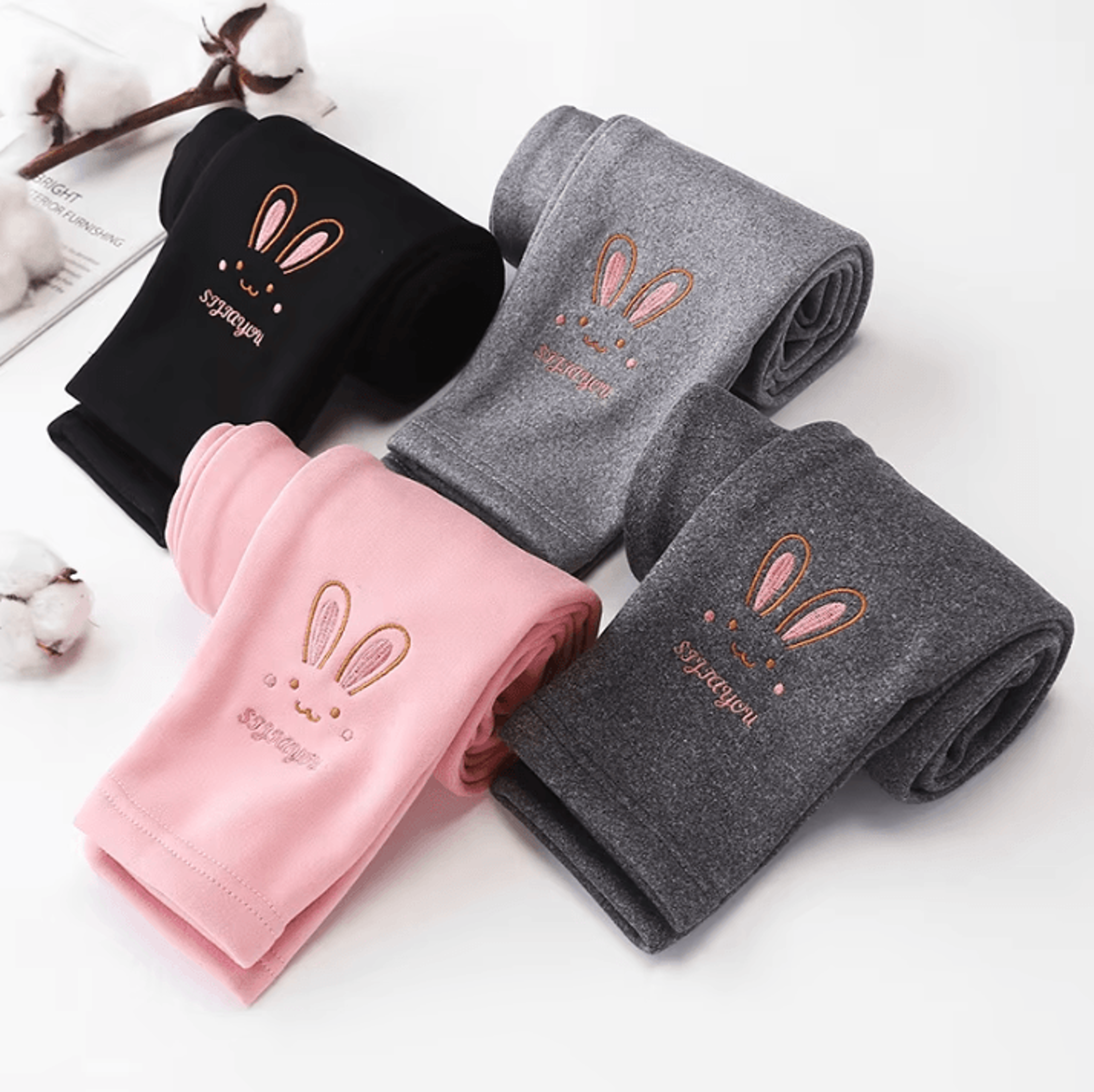cozy bunny girls rabbit leggings – thick warm toddler winter leggings for cute & comfortable everyday wear