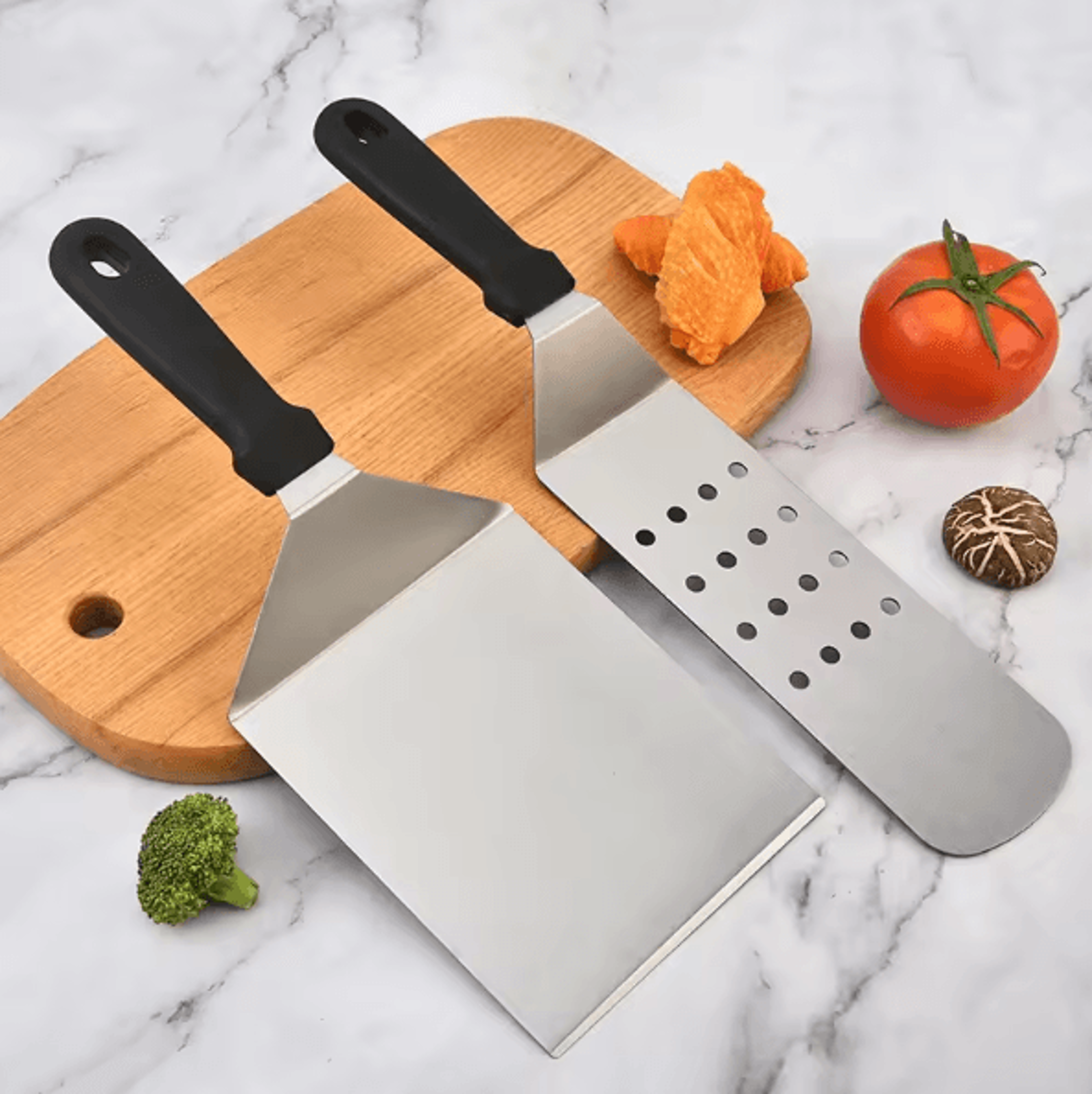 prochef stainless steel burger spatula – heavy-duty bbq griddle scraper & hamburger turner