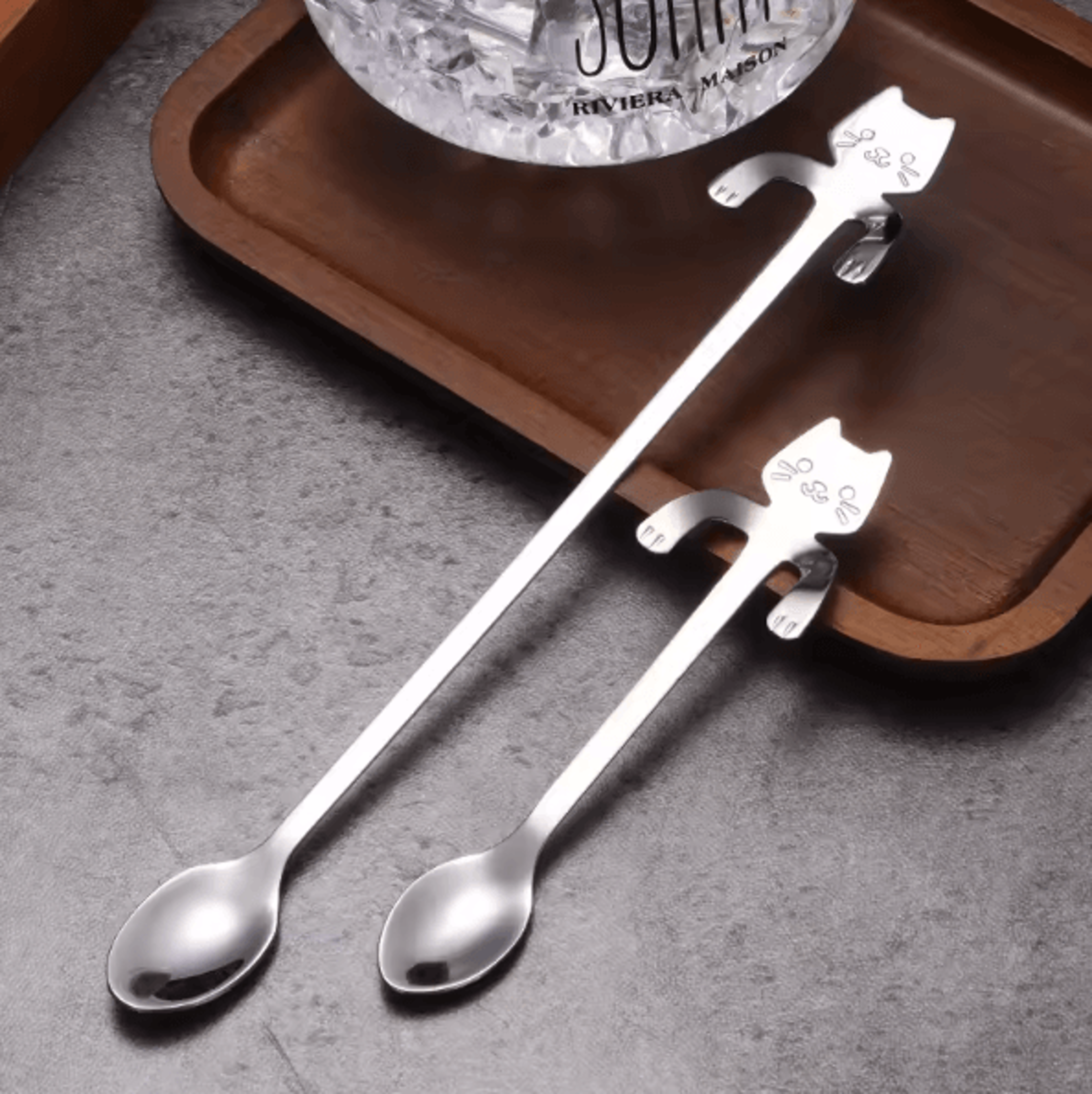 kittysip 304 stainless steel cat spoon set – cute hanging coffee stirring spoon (2/4pcs)