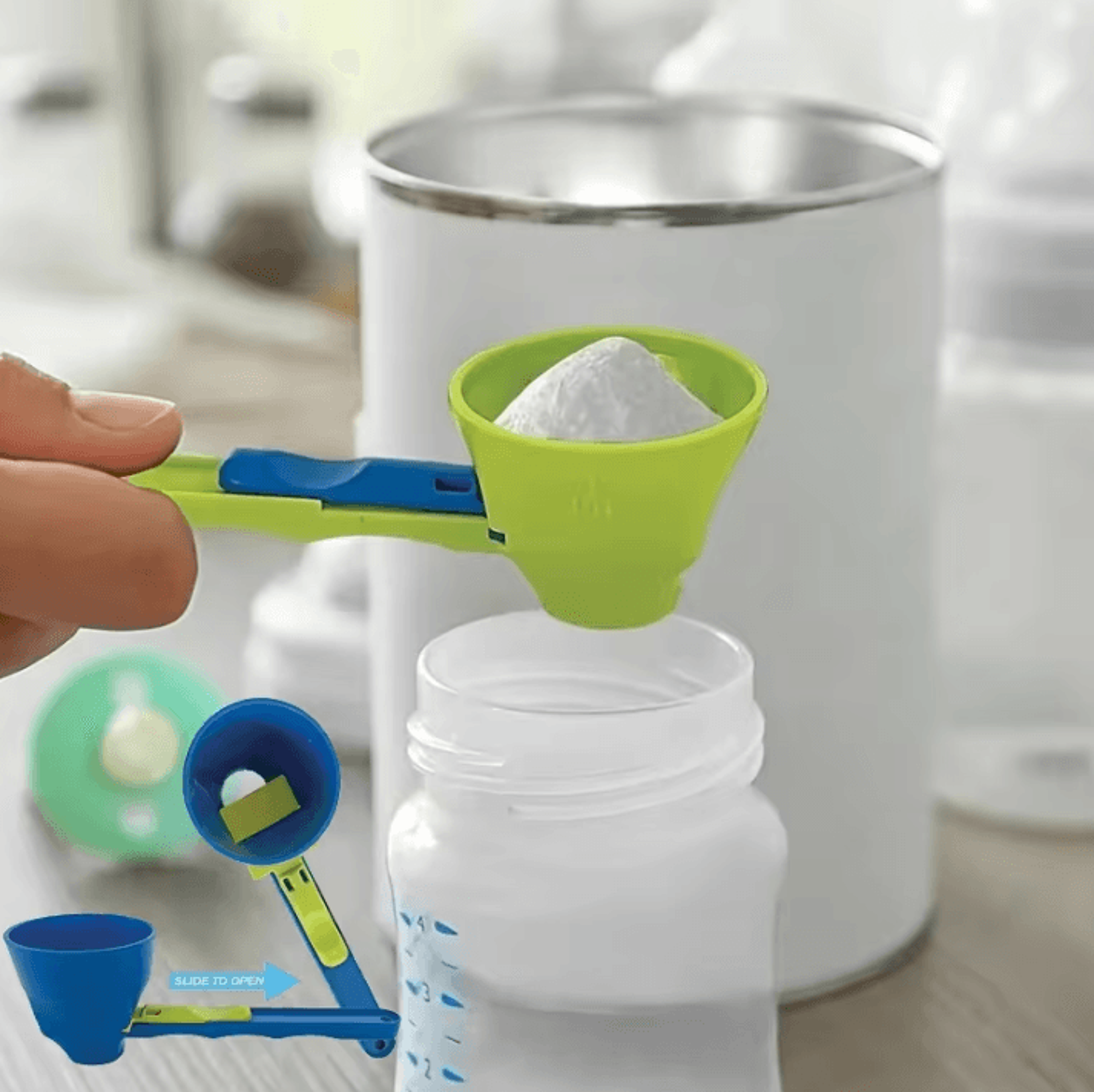 mess free protein powder scoop with sliding funnel durable supplement scoop for smooth and easy mixing