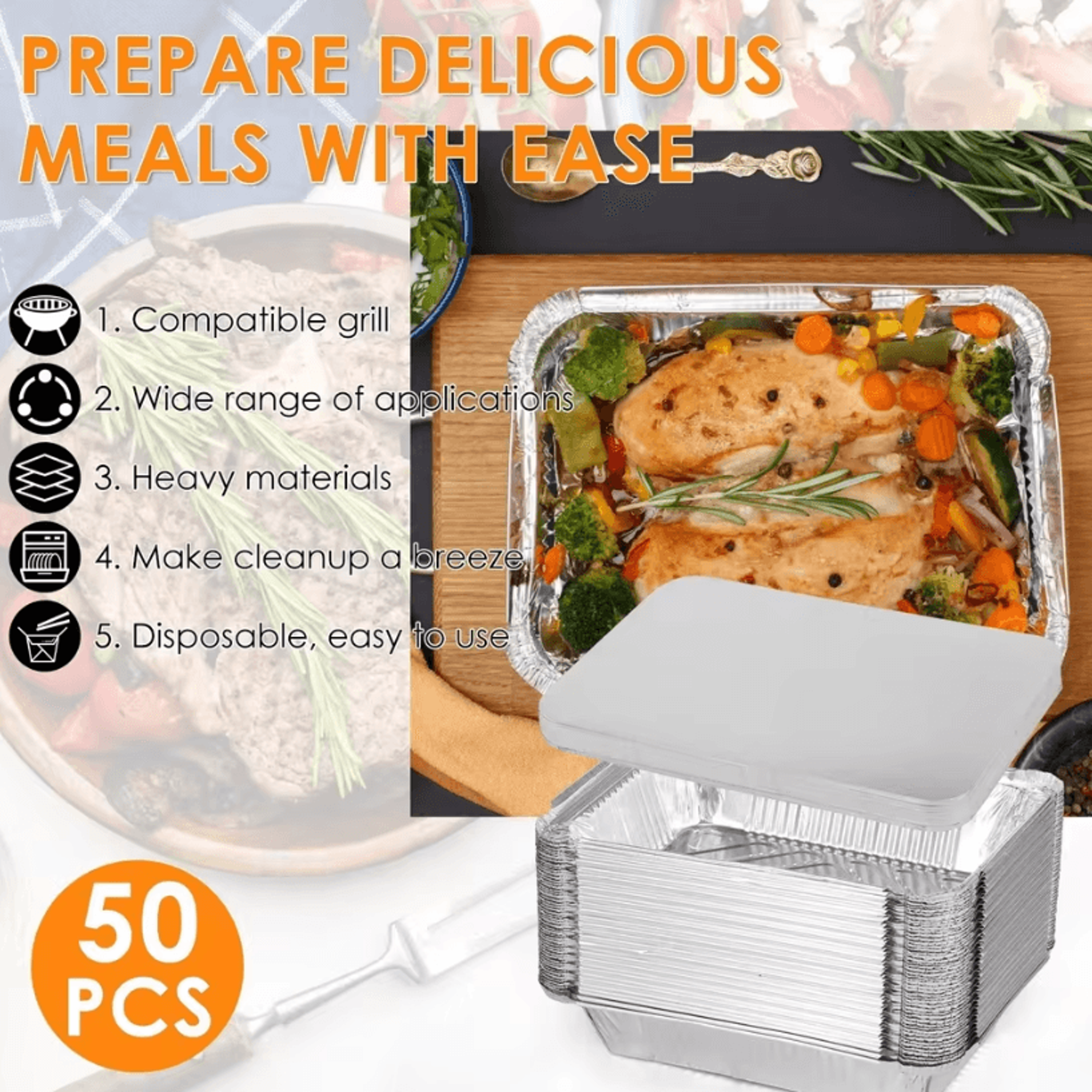 disposable aluminum foil trays with lids non stick foil baking pans for air fryer oven and bbq cooking