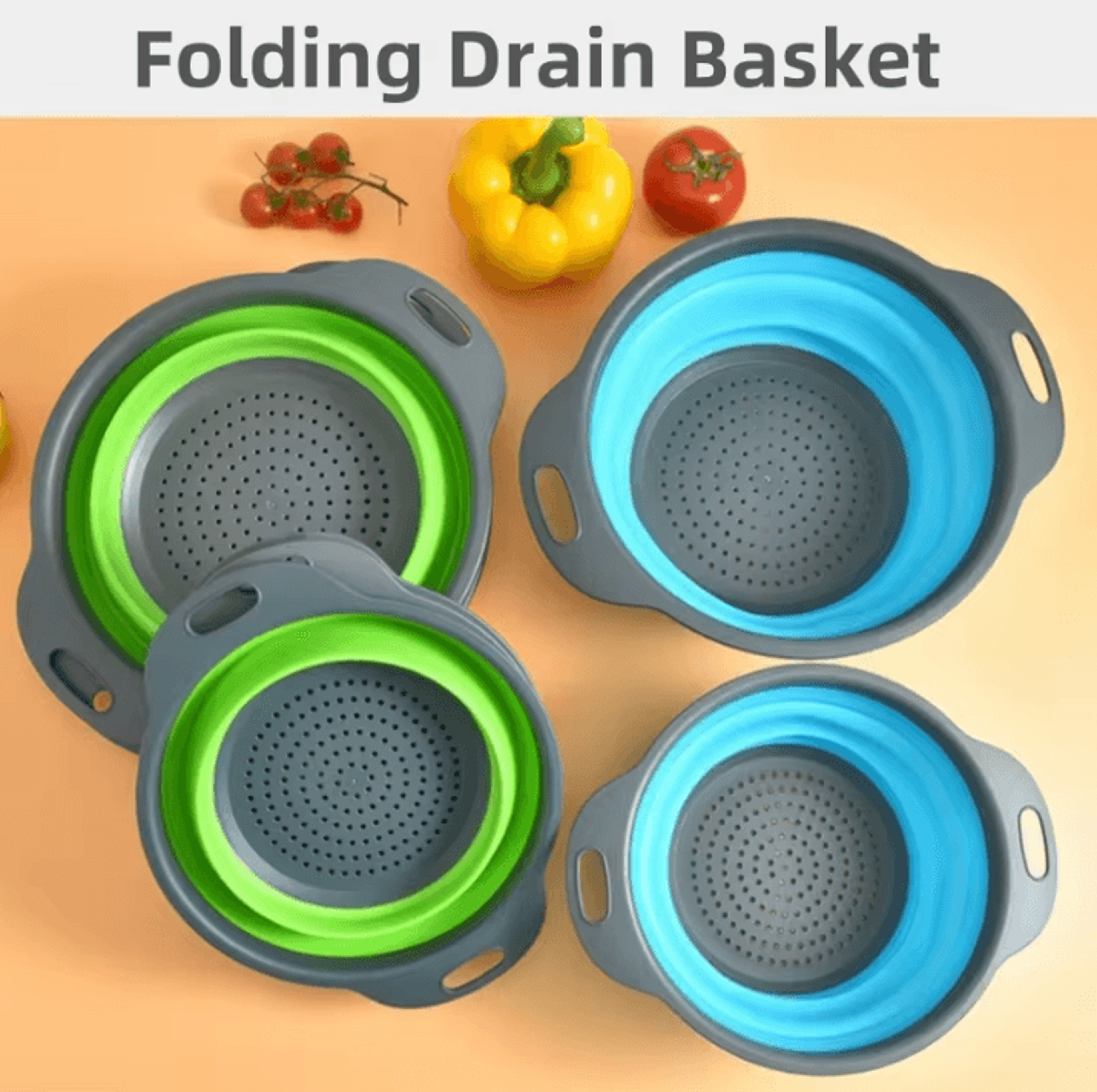 flexdrain collapsible drain basket foldable vegetable washing basket space saving kitchen colander